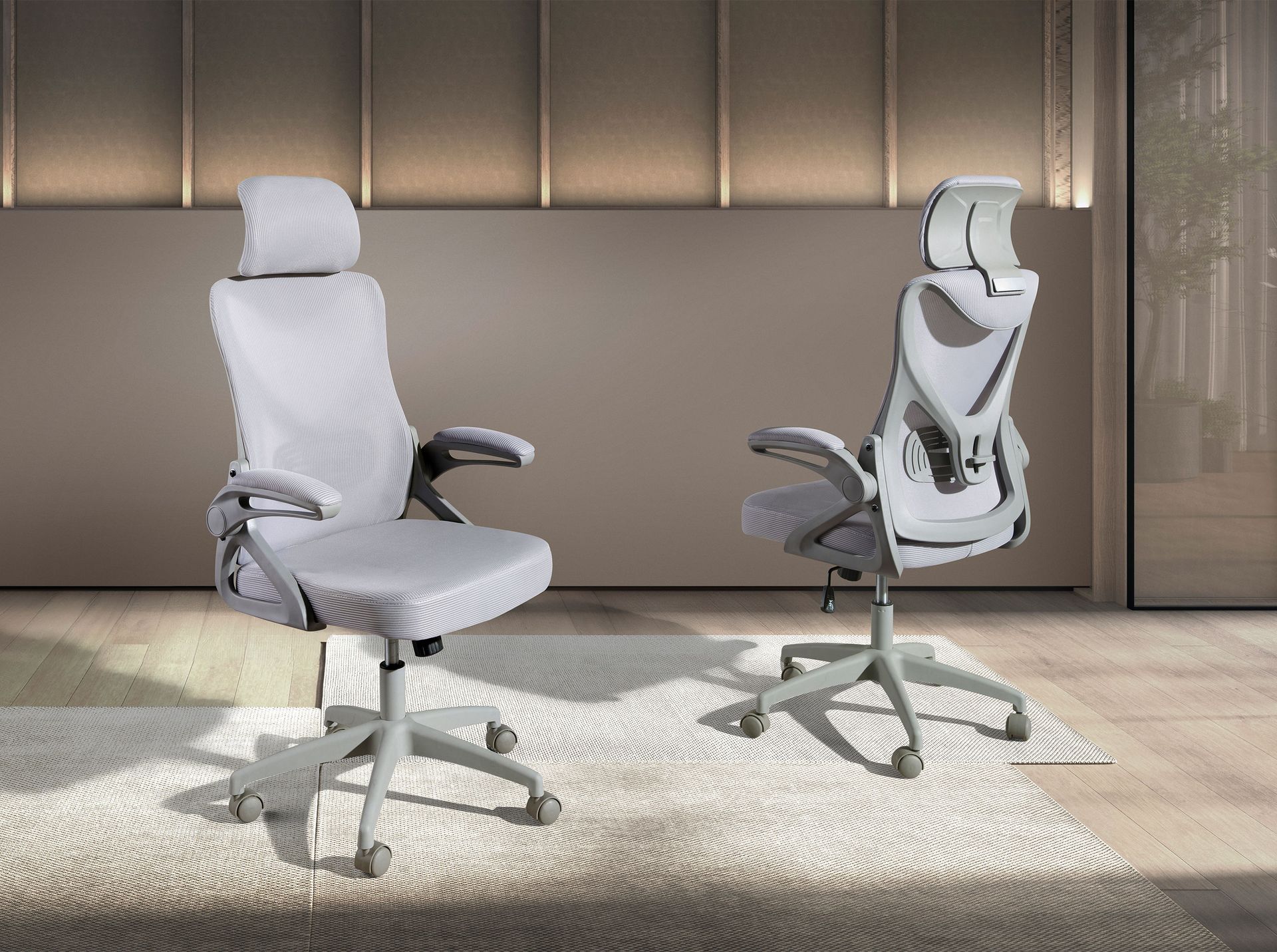 Office swivel chair grey fabric