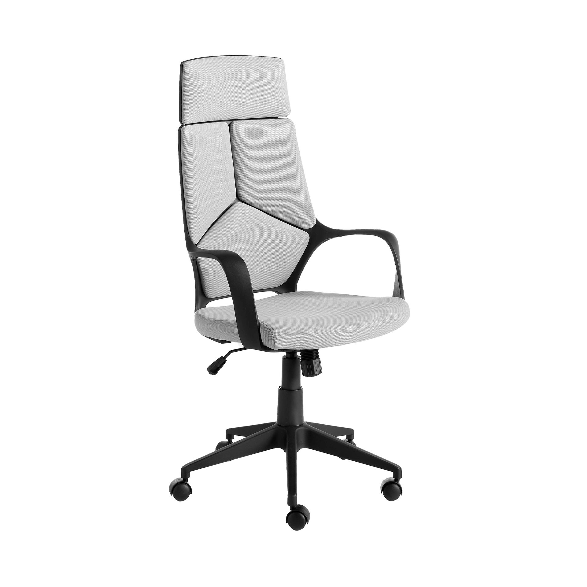 Office swivel chair light grey fabric and black pvc
