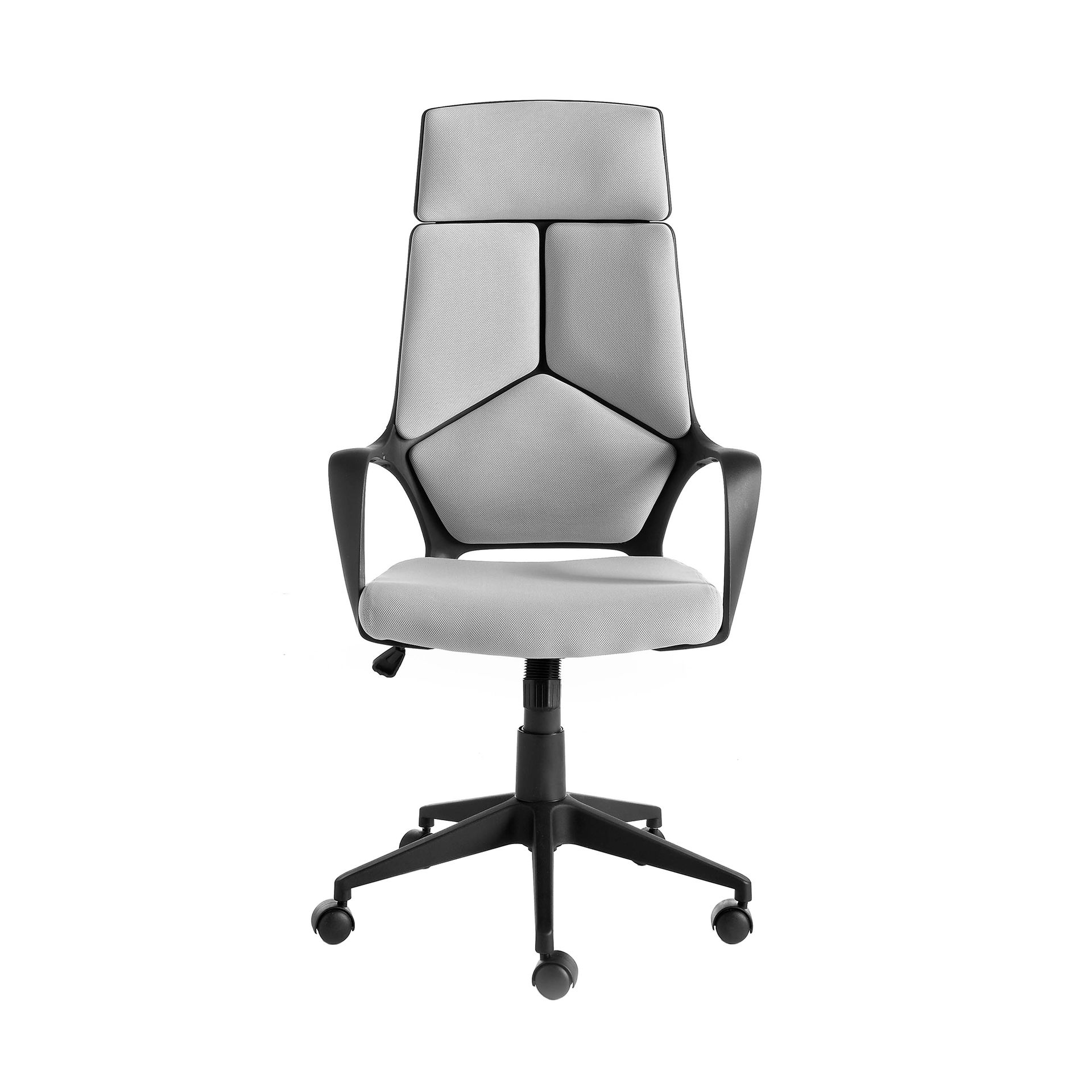 Office swivel chair light grey fabric and black pvc