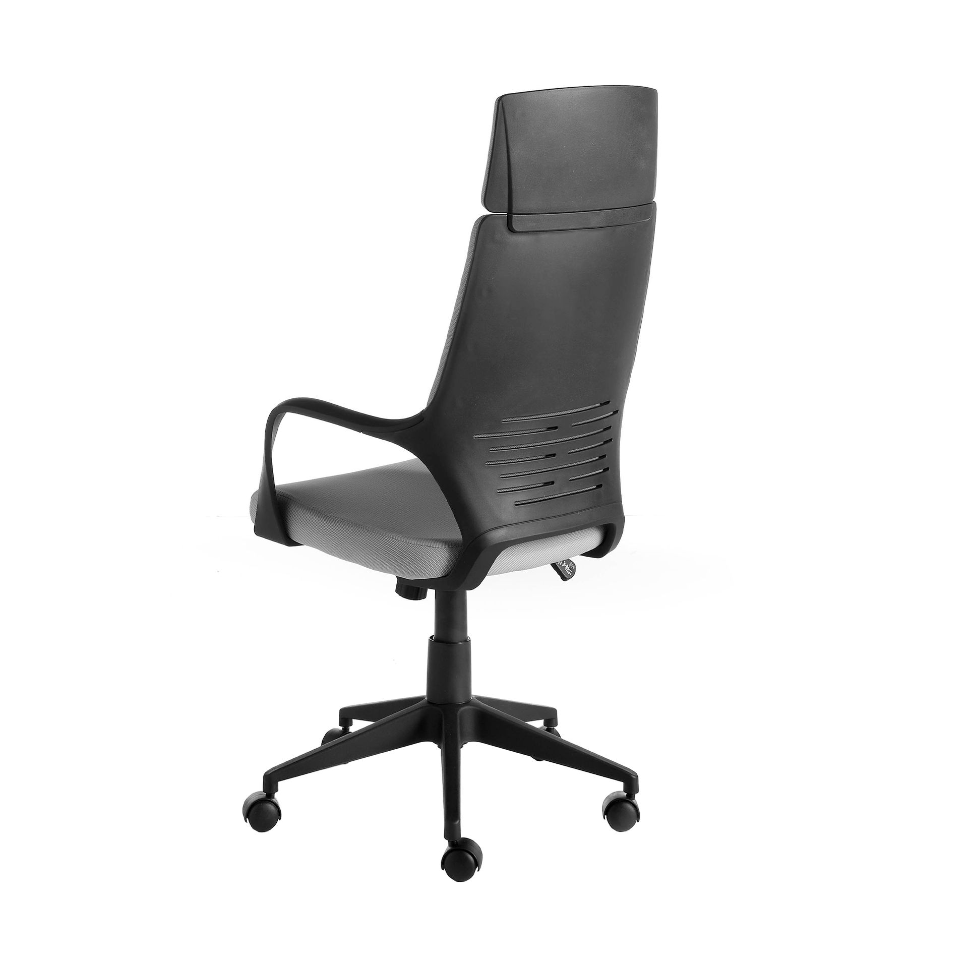 Office swivel chair light grey fabric and black pvc