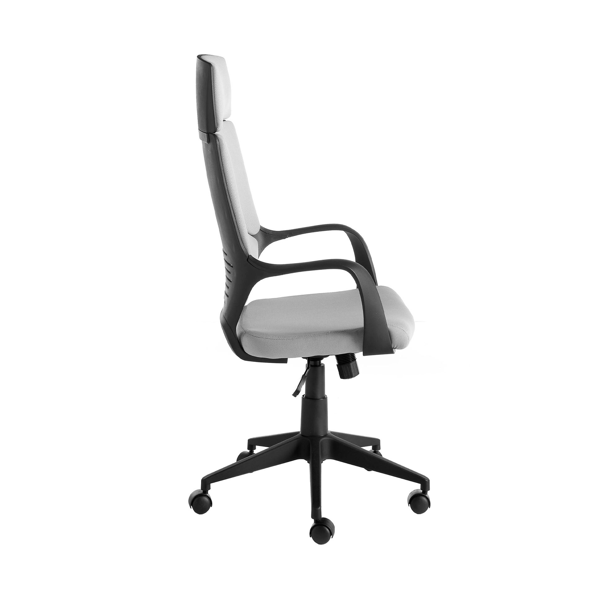 Office swivel chair light grey fabric and black pvc