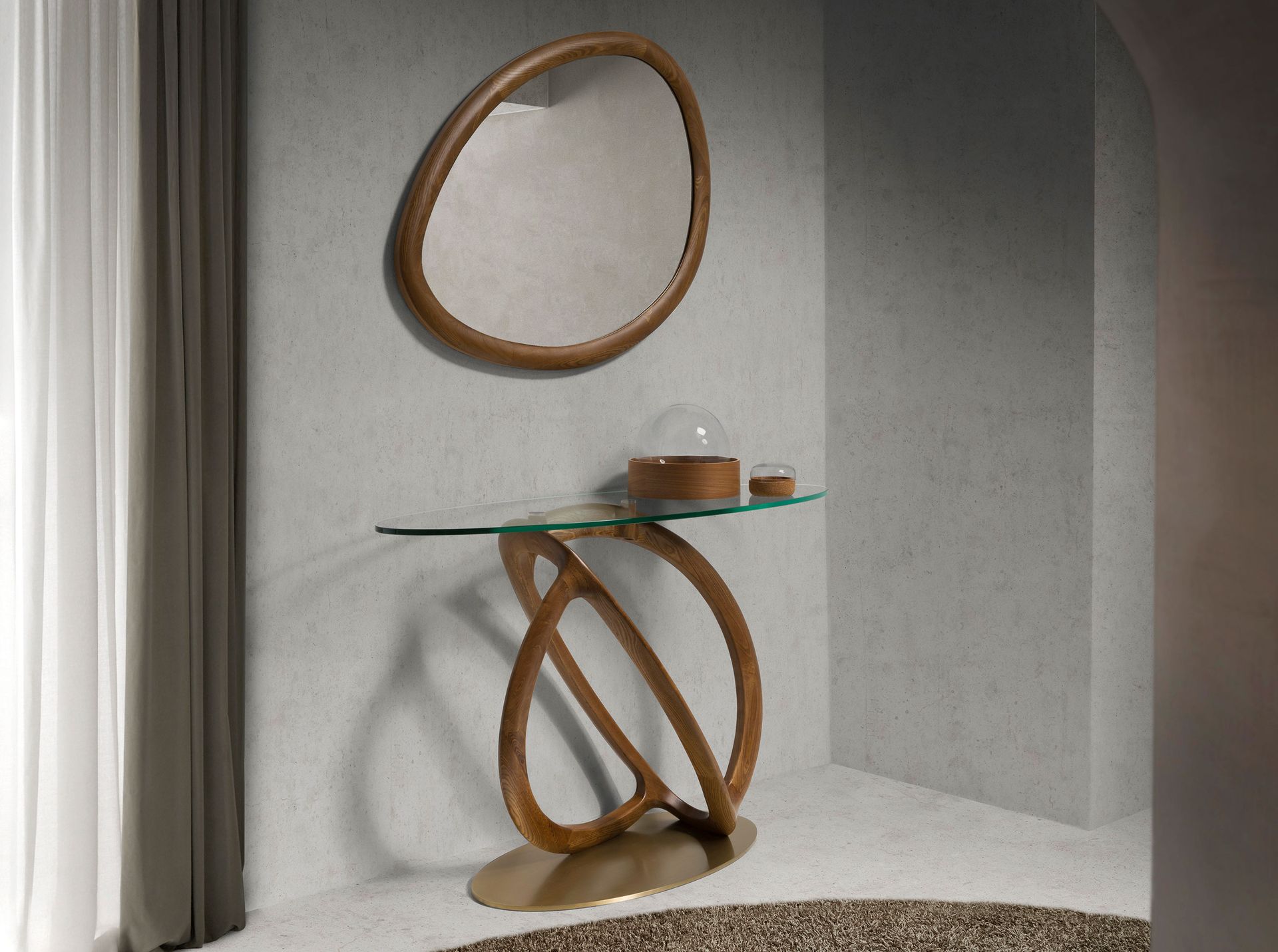 Organic walnut wall mirror