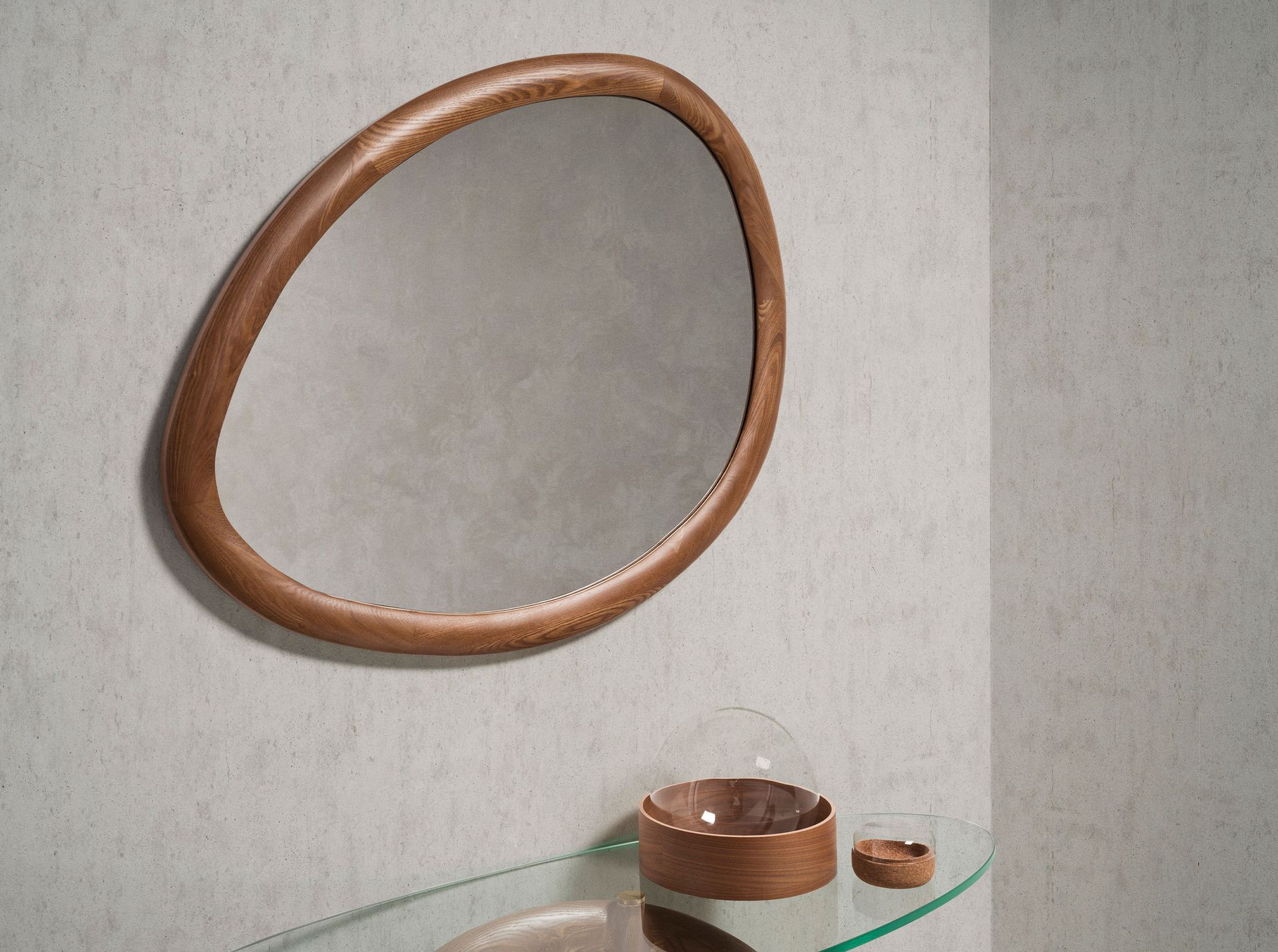 Organic walnut wall mirror