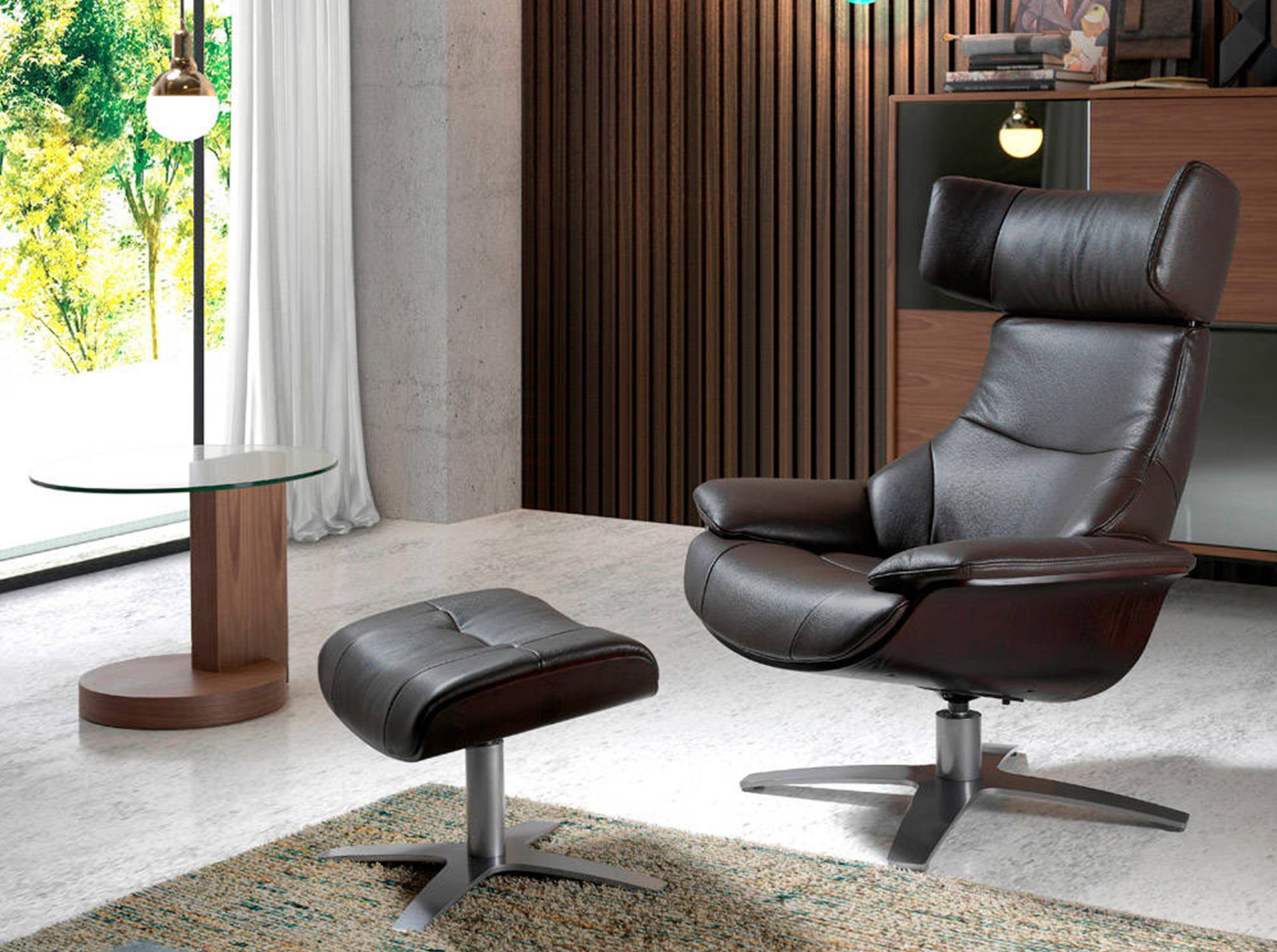 Ottoman chocolate brown leather