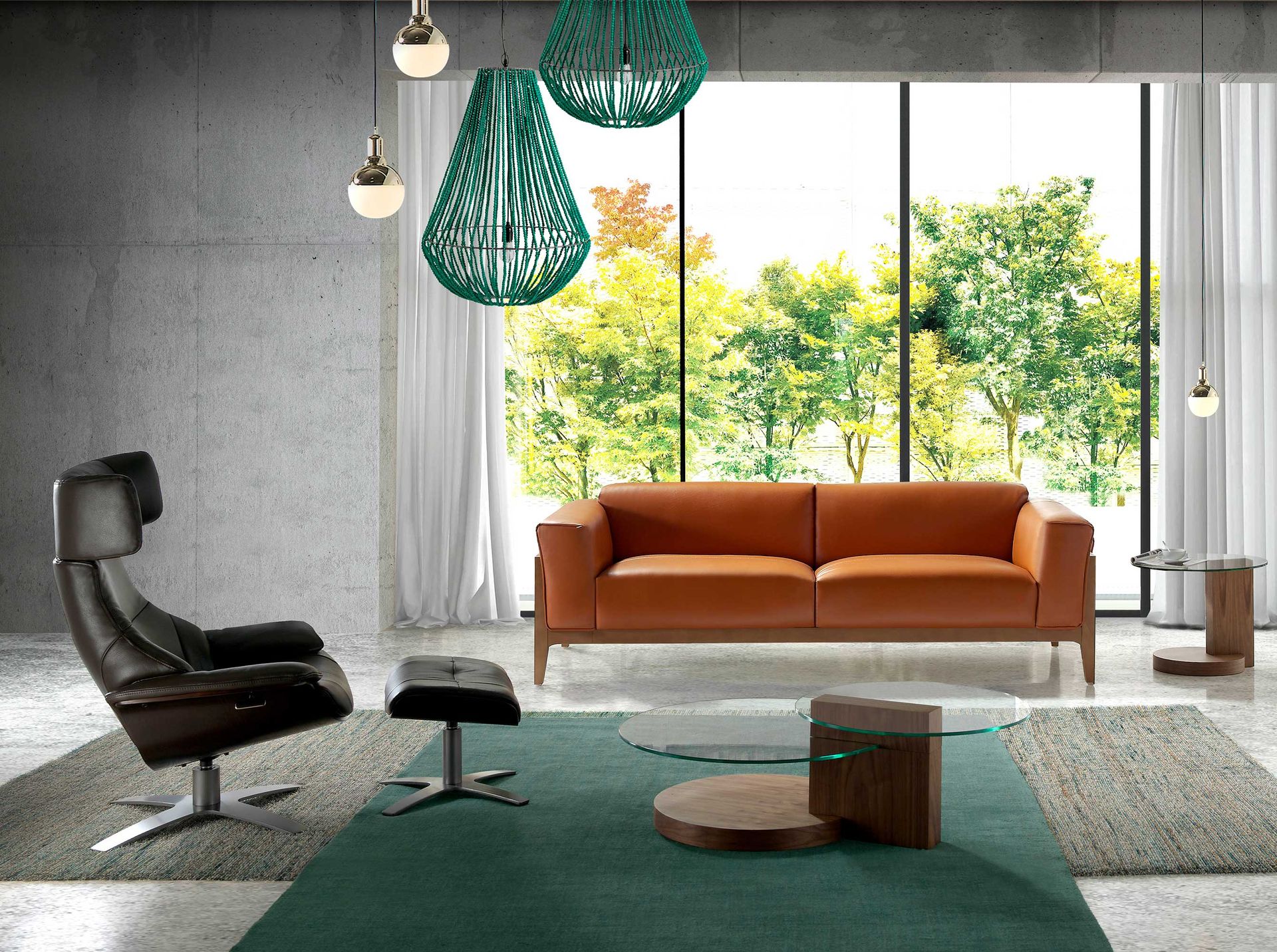 Ottoman chocolate brown leather