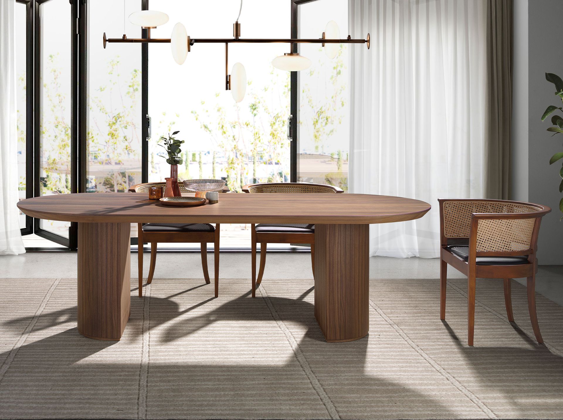 Oval Half Point walnut dining table
