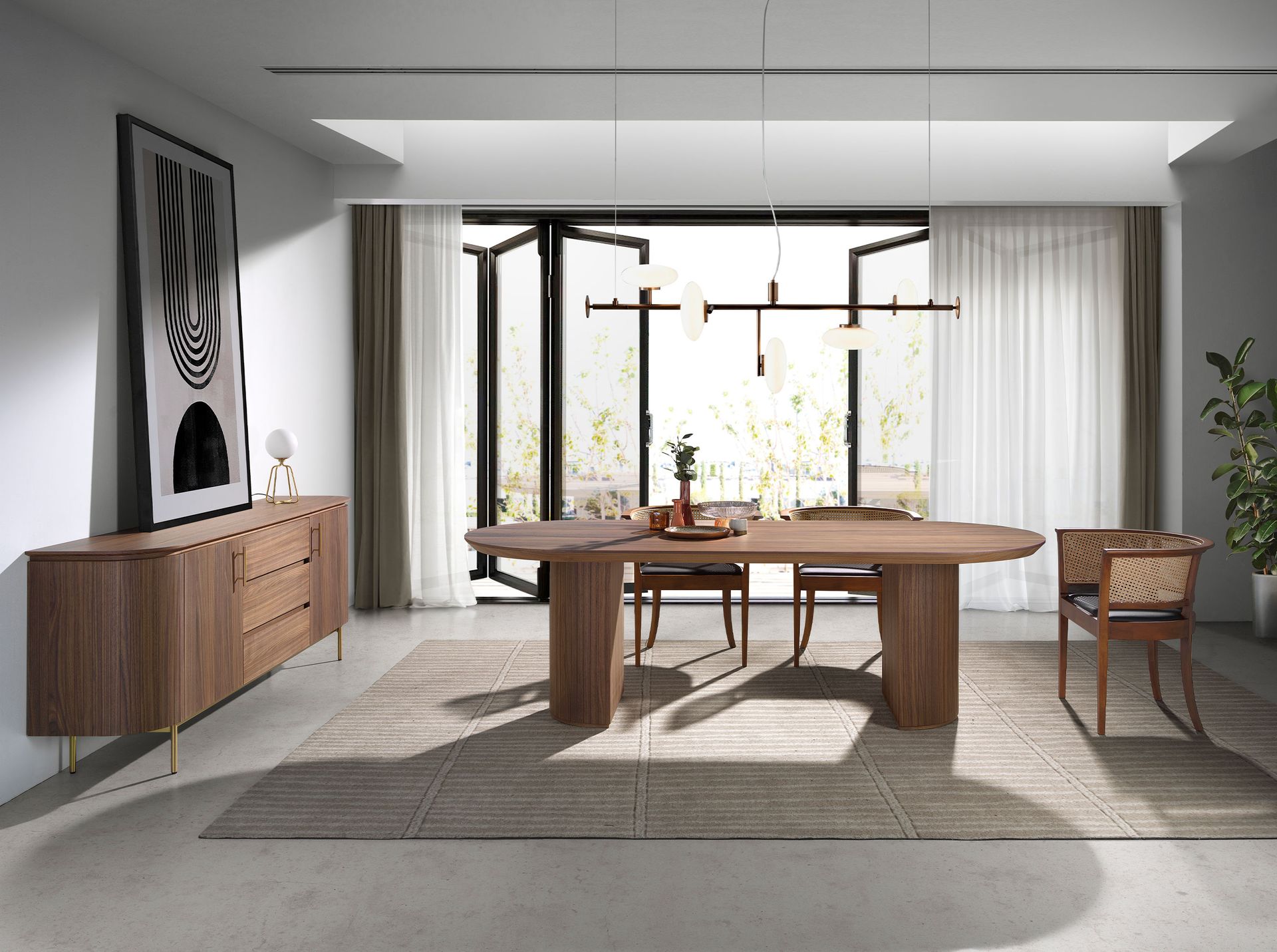 Oval Half Point walnut dining table