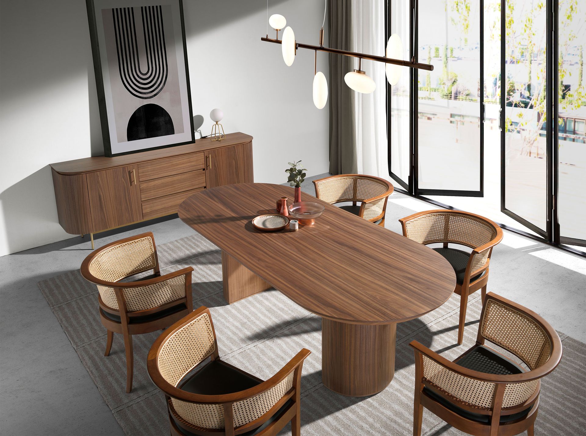 Oval Half Point walnut dining table