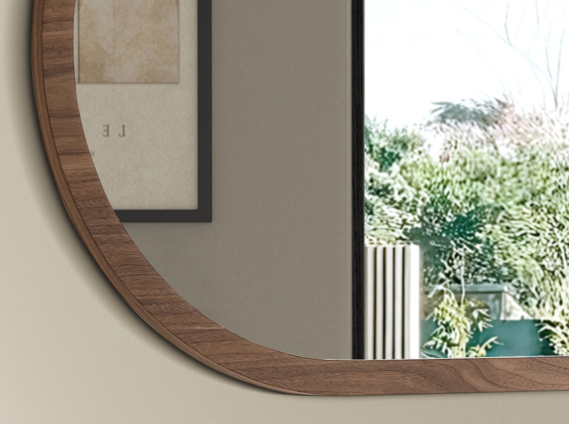 Oval Half Point walnut wall mirror