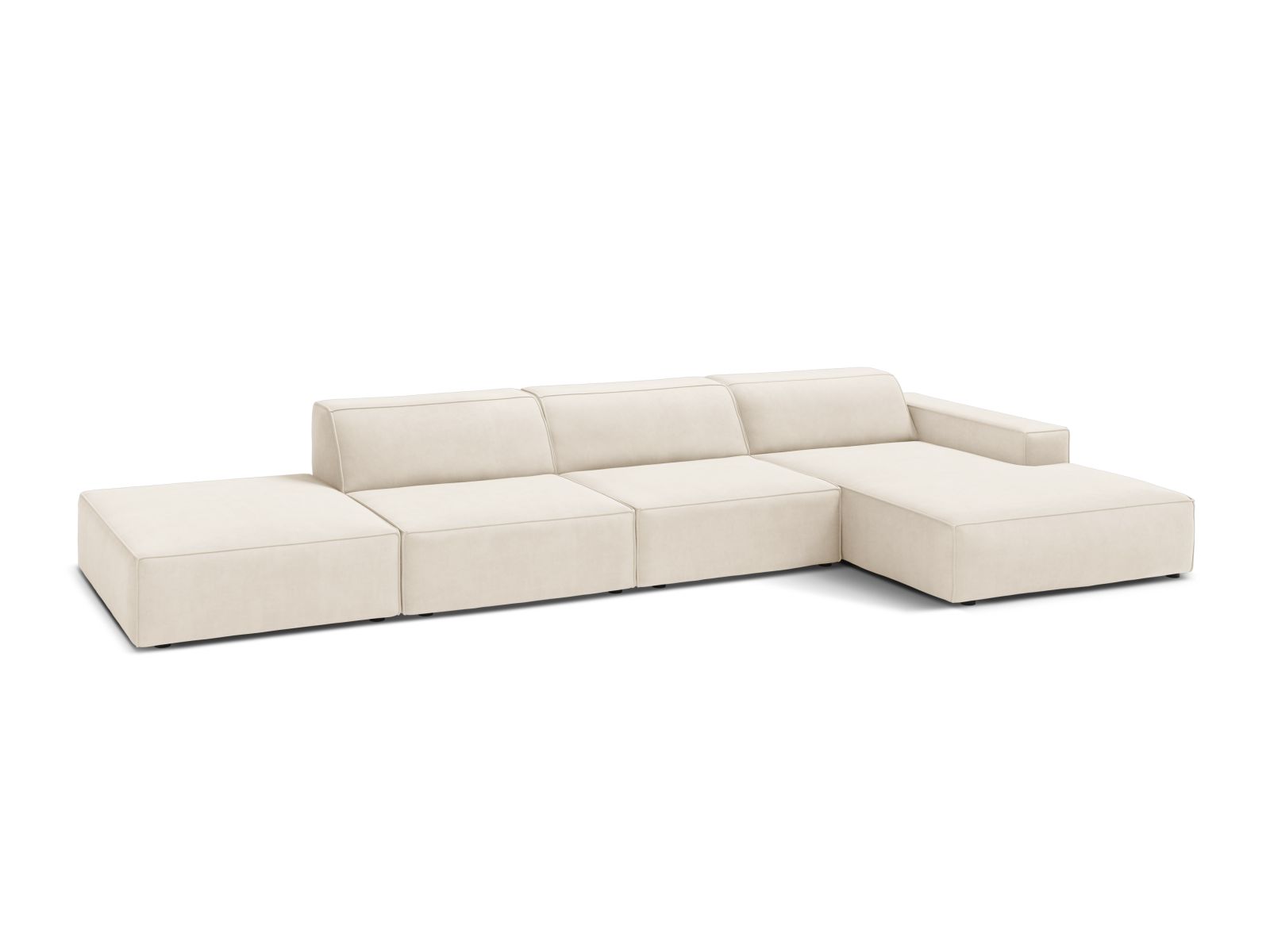 Velvet Modular Right Corner Sofa, "Jodie", 5 Seats, 341x162x77