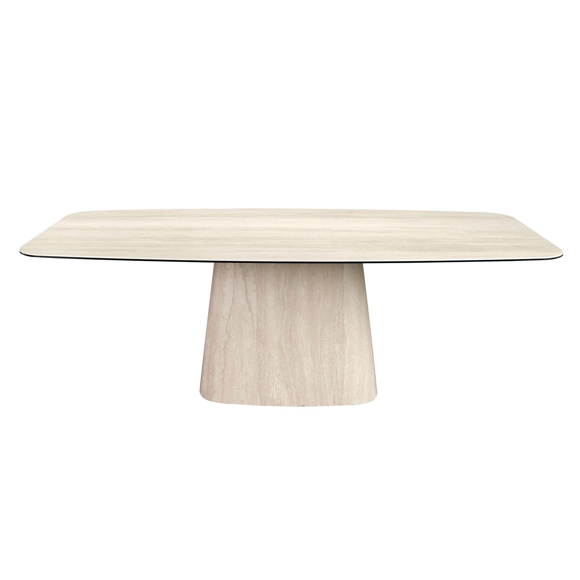 Oval barrel dining table in porcelain marble