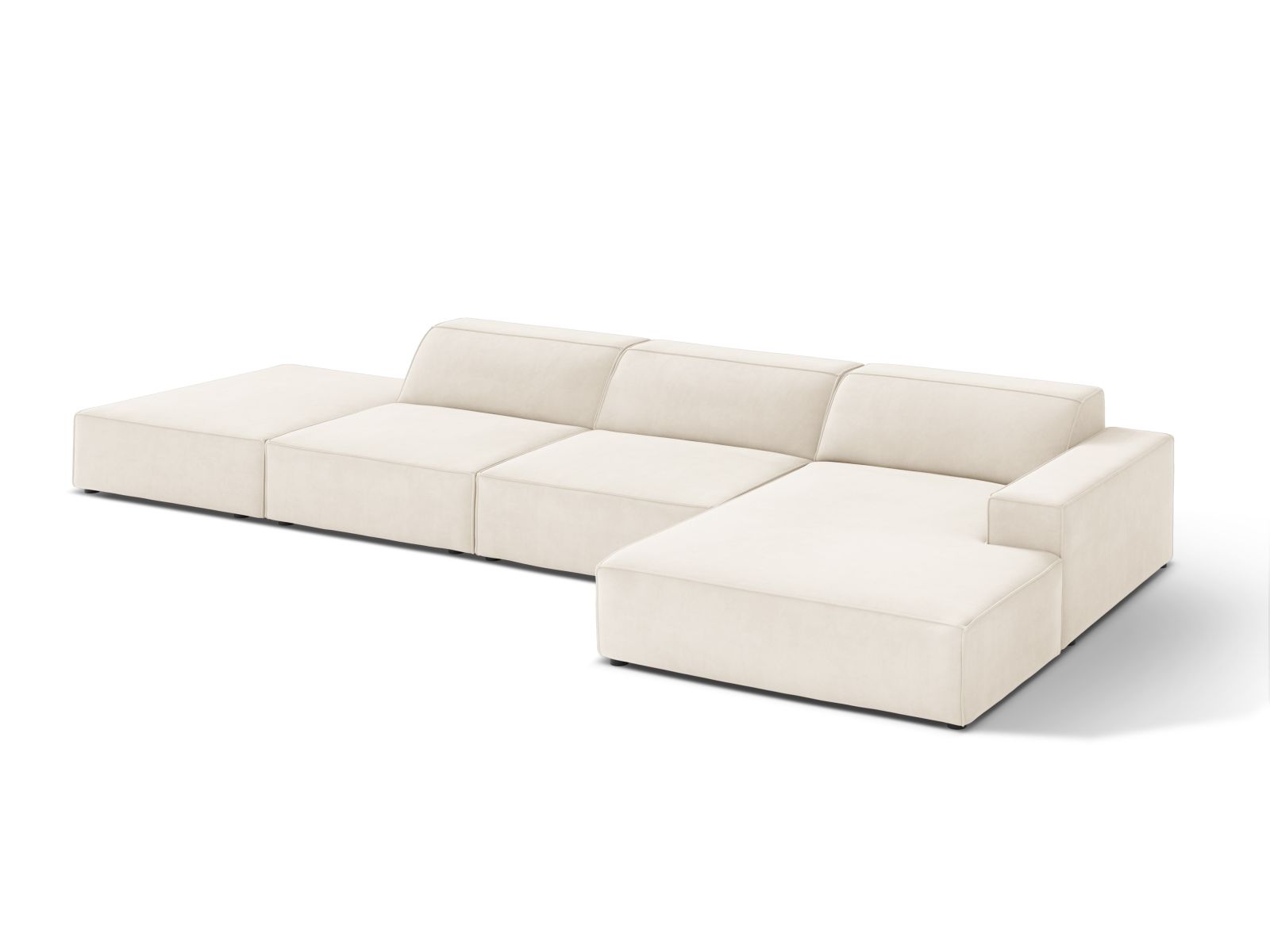 Velvet Modular Right Corner Sofa, "Jodie", 5 Seats, 341x162x77