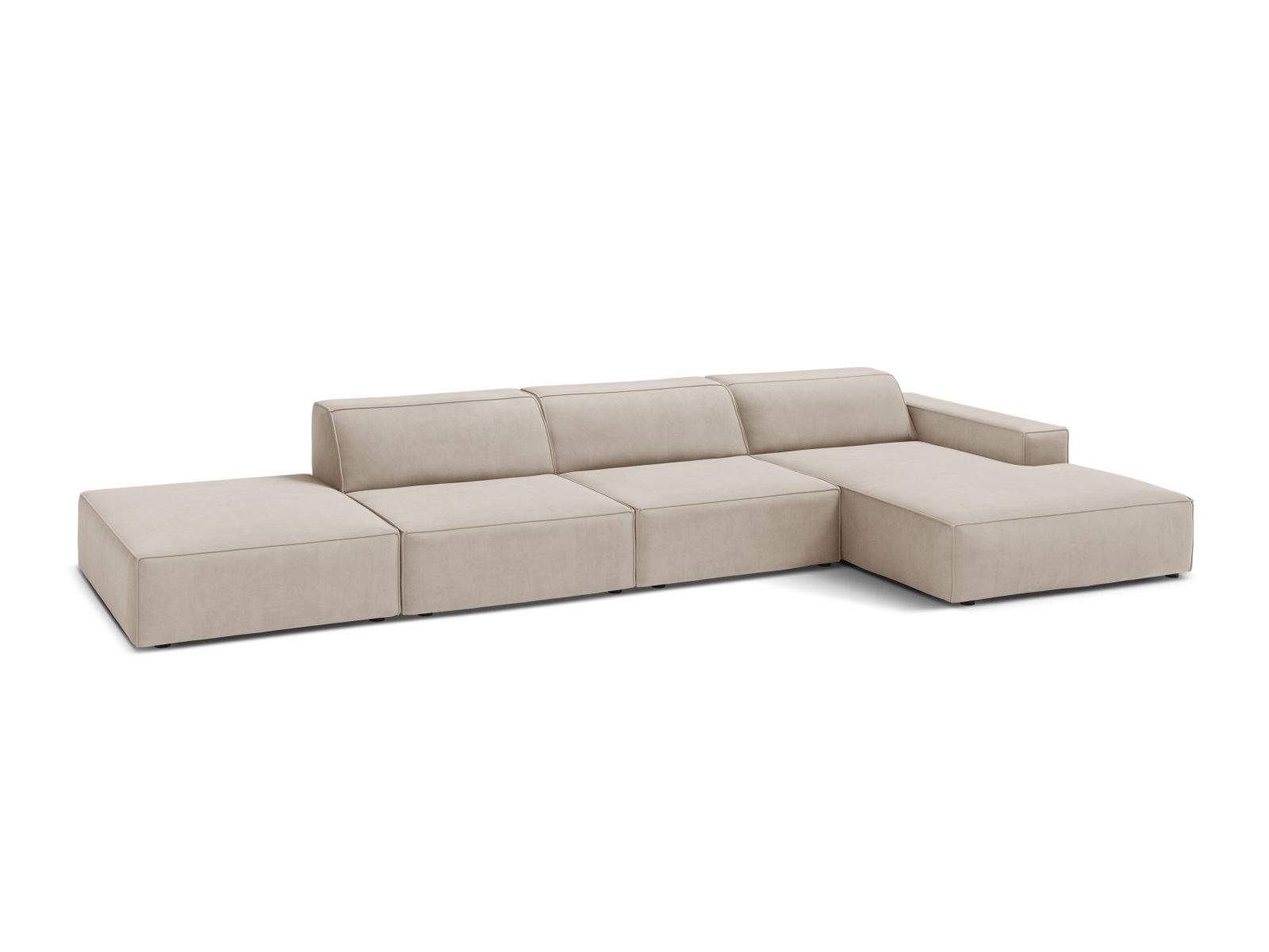 Velvet Modular Right Corner Sofa, "Jodie", 5 Seats, 341x162x77