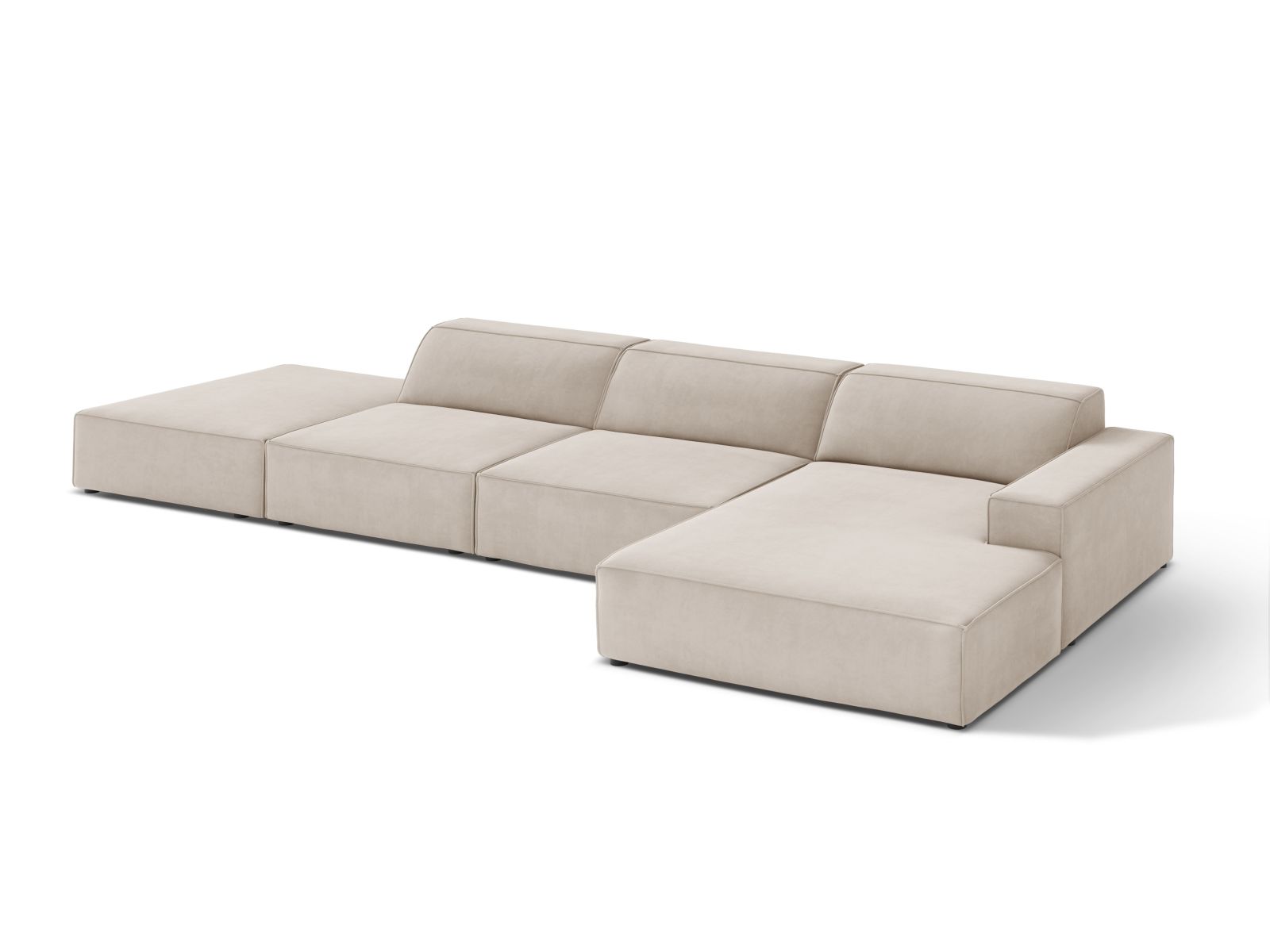 Velvet Modular Right Corner Sofa, "Jodie", 5 Seats, 341x162x77