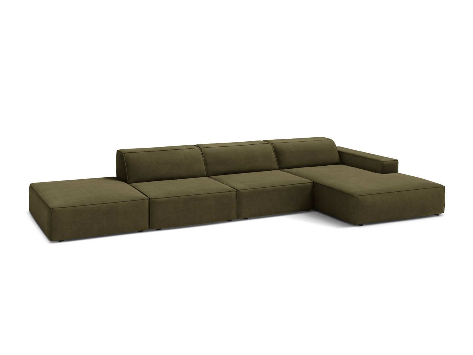 Velvet Modular Right Corner Sofa, "Jodie", 5 Seats, 341x162x77