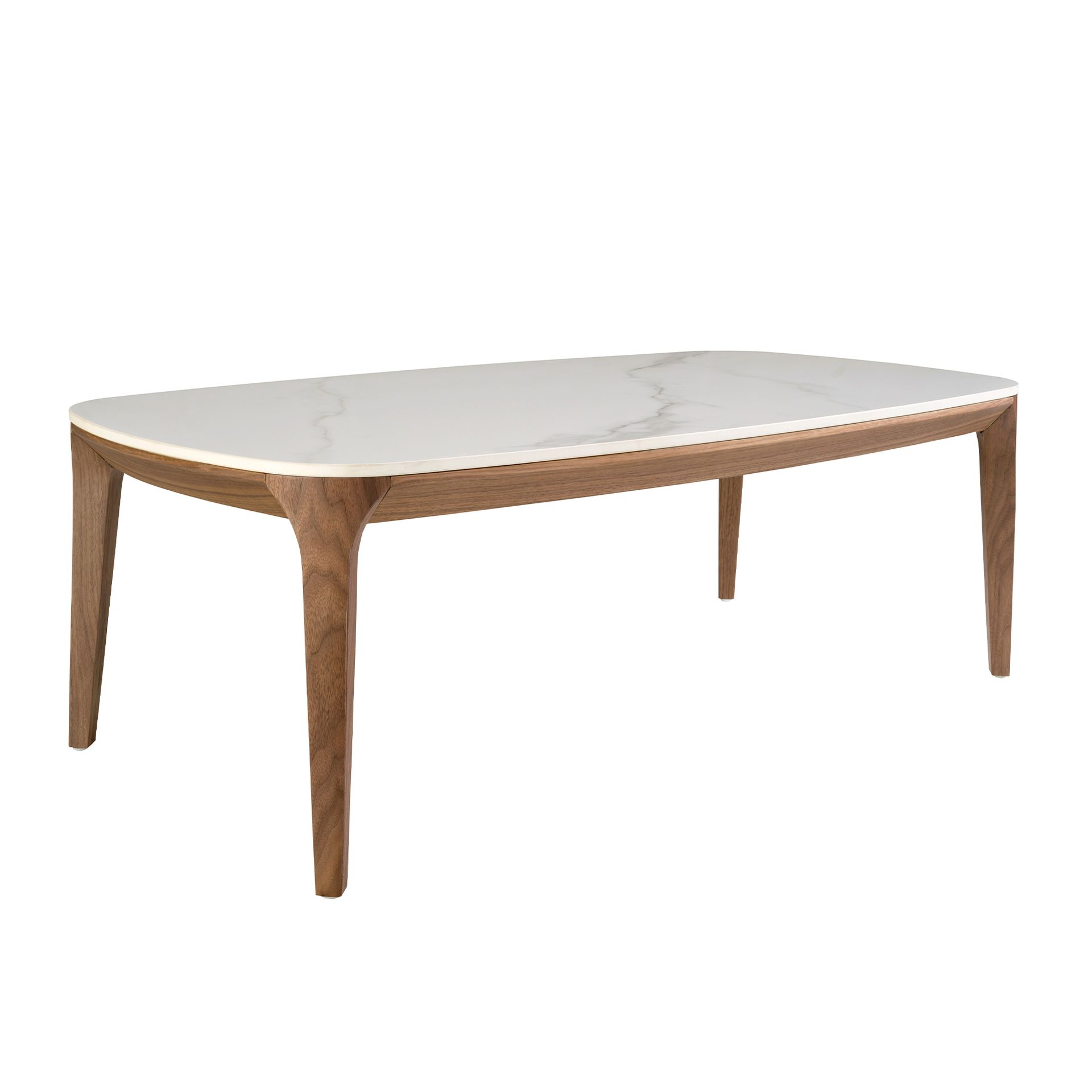 Oval porcelain marble and walnut oval table