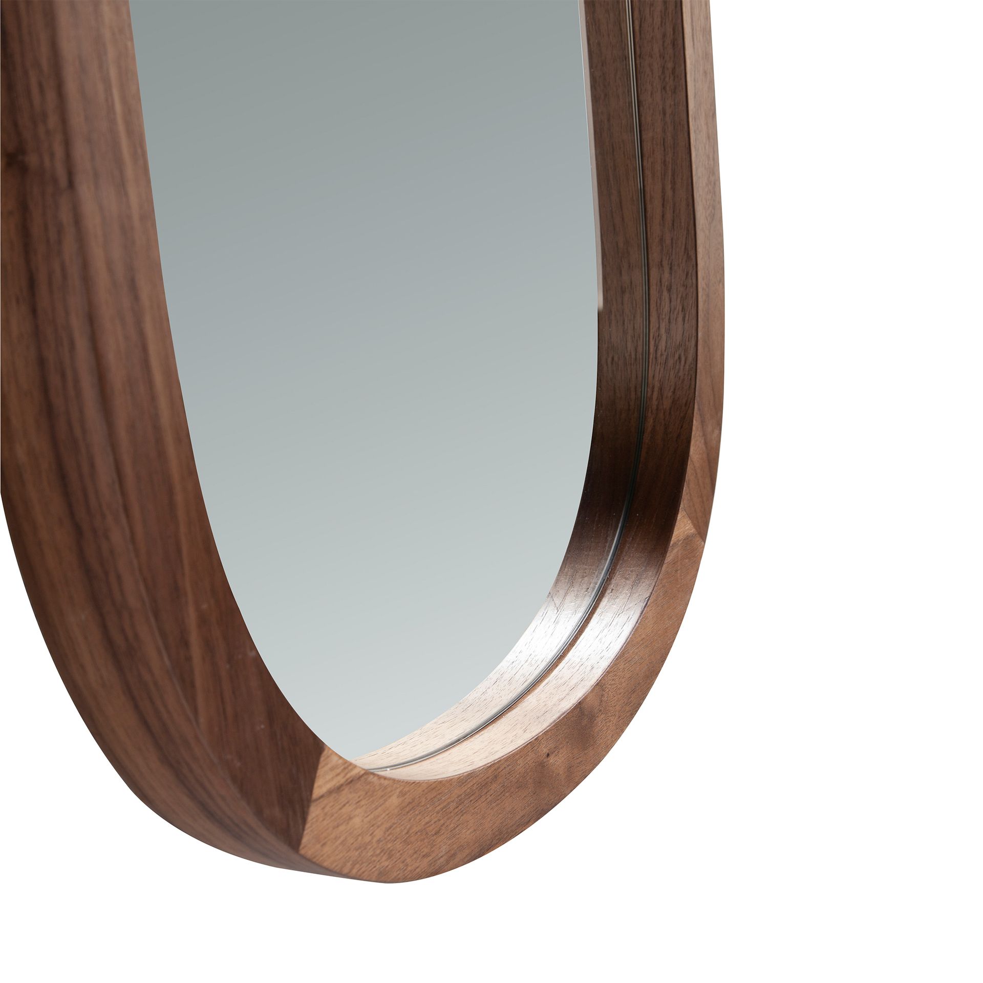 Oval walnut wall mirror