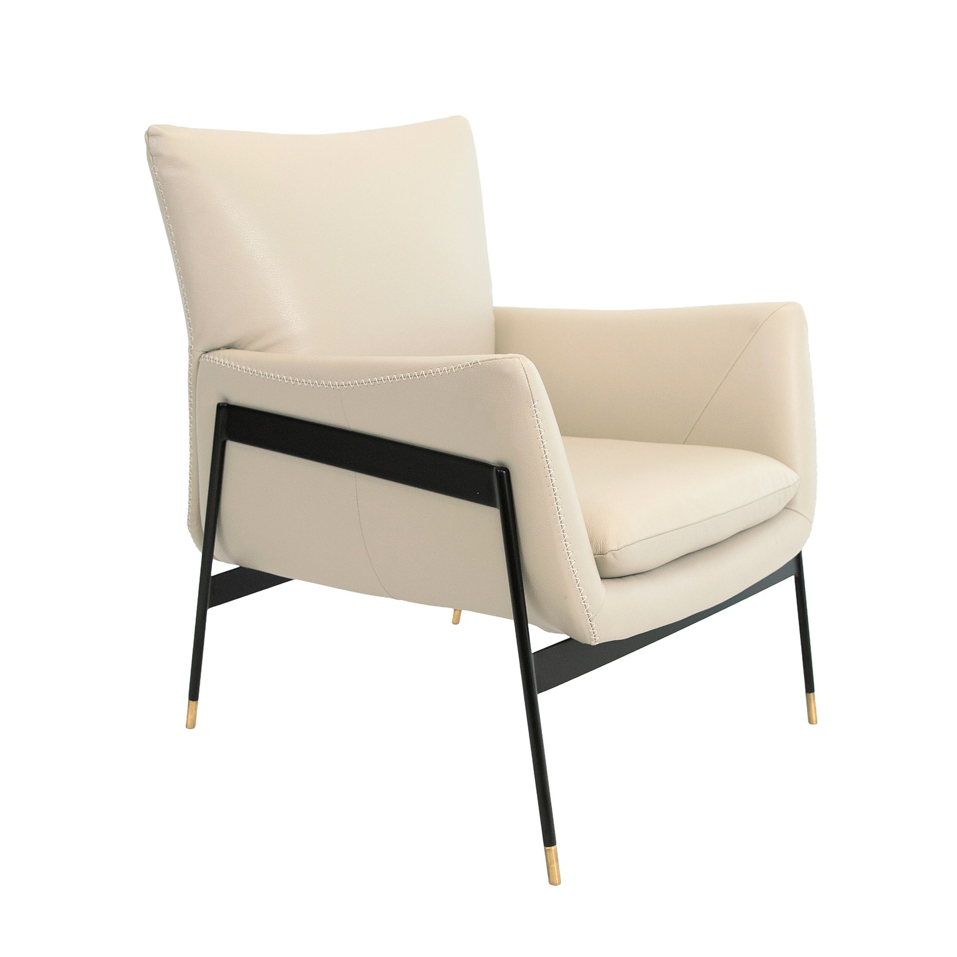Pearl grey leather armchair