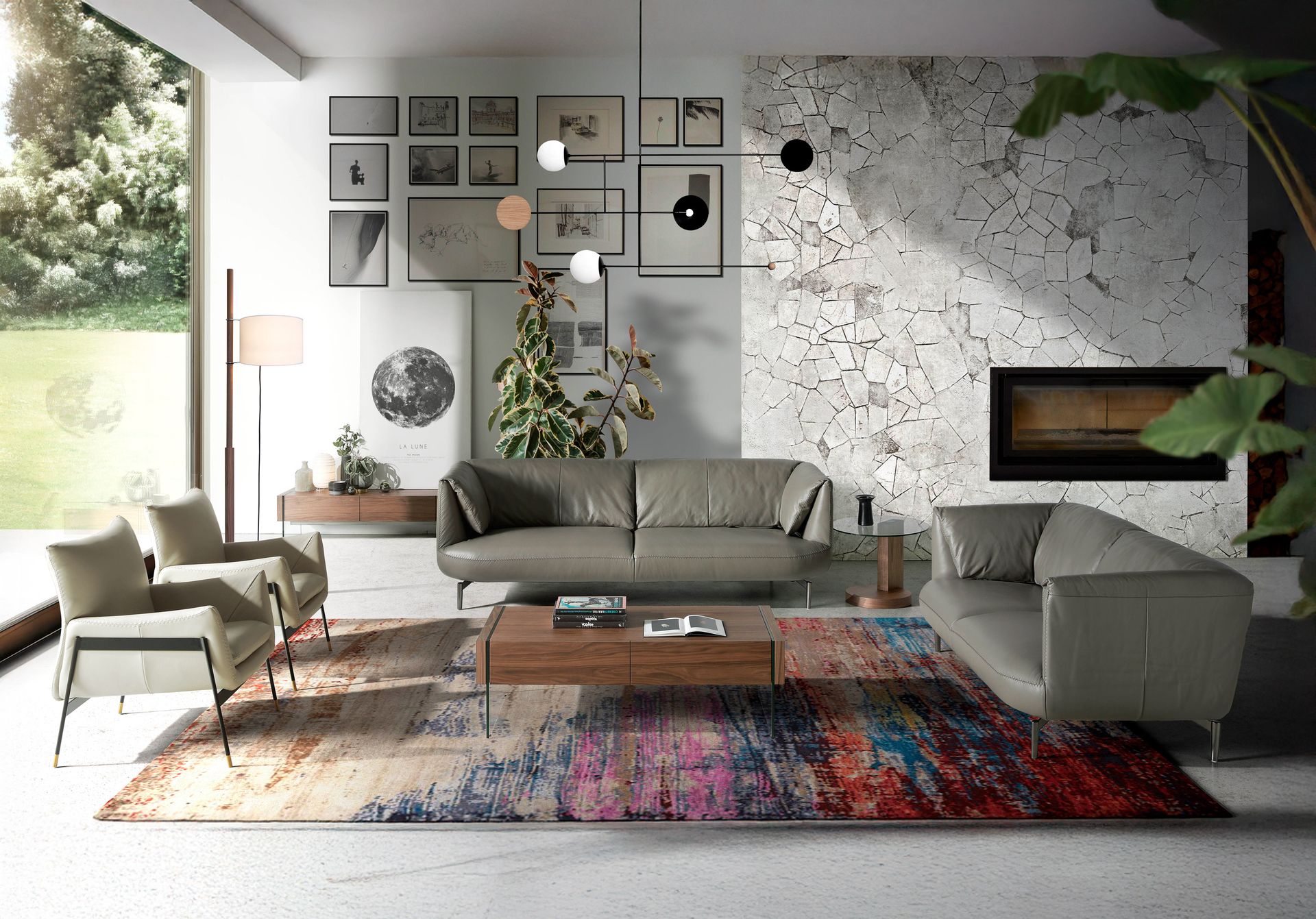 Pearl grey leather armchair