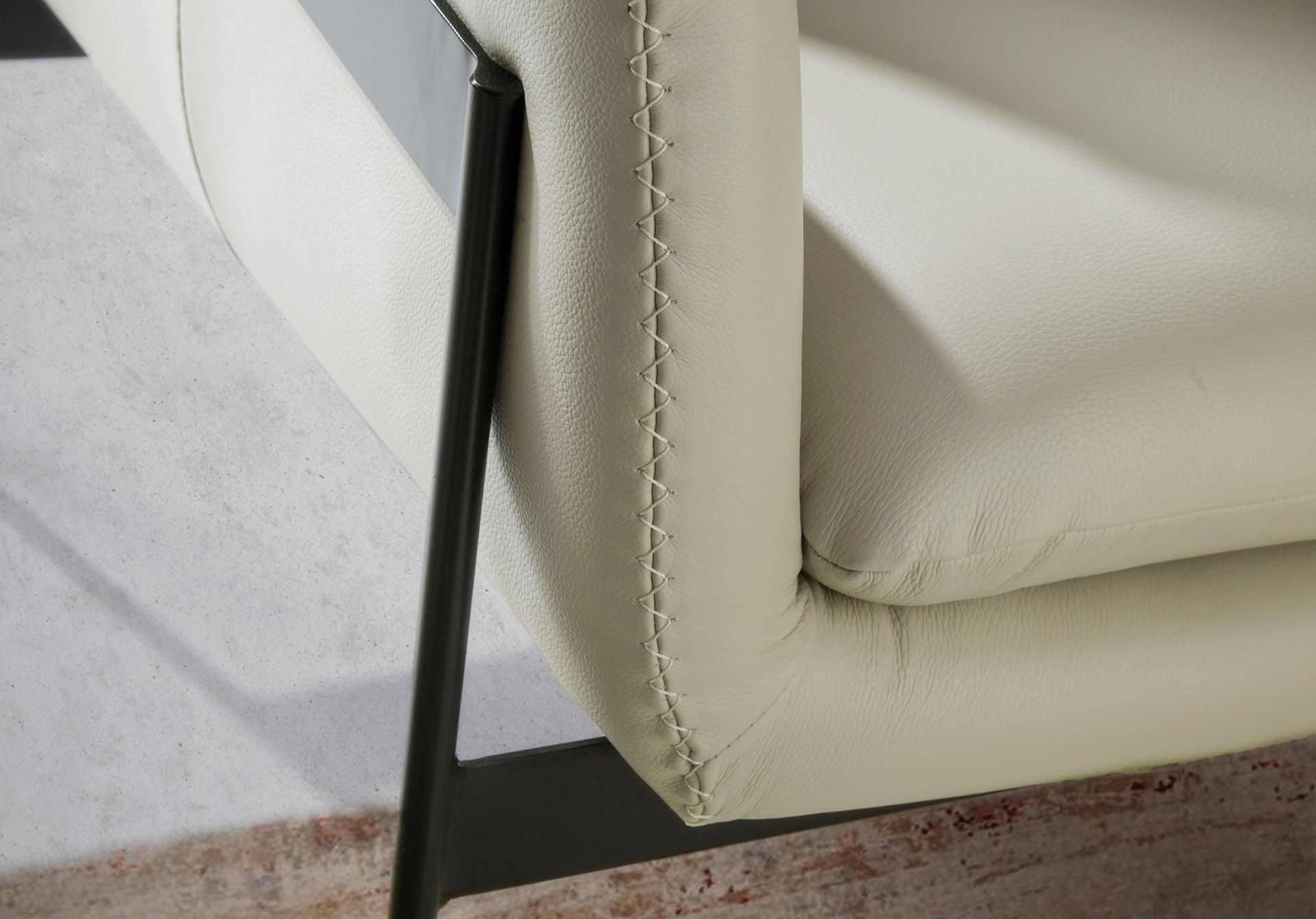 Pearl grey leather armchair