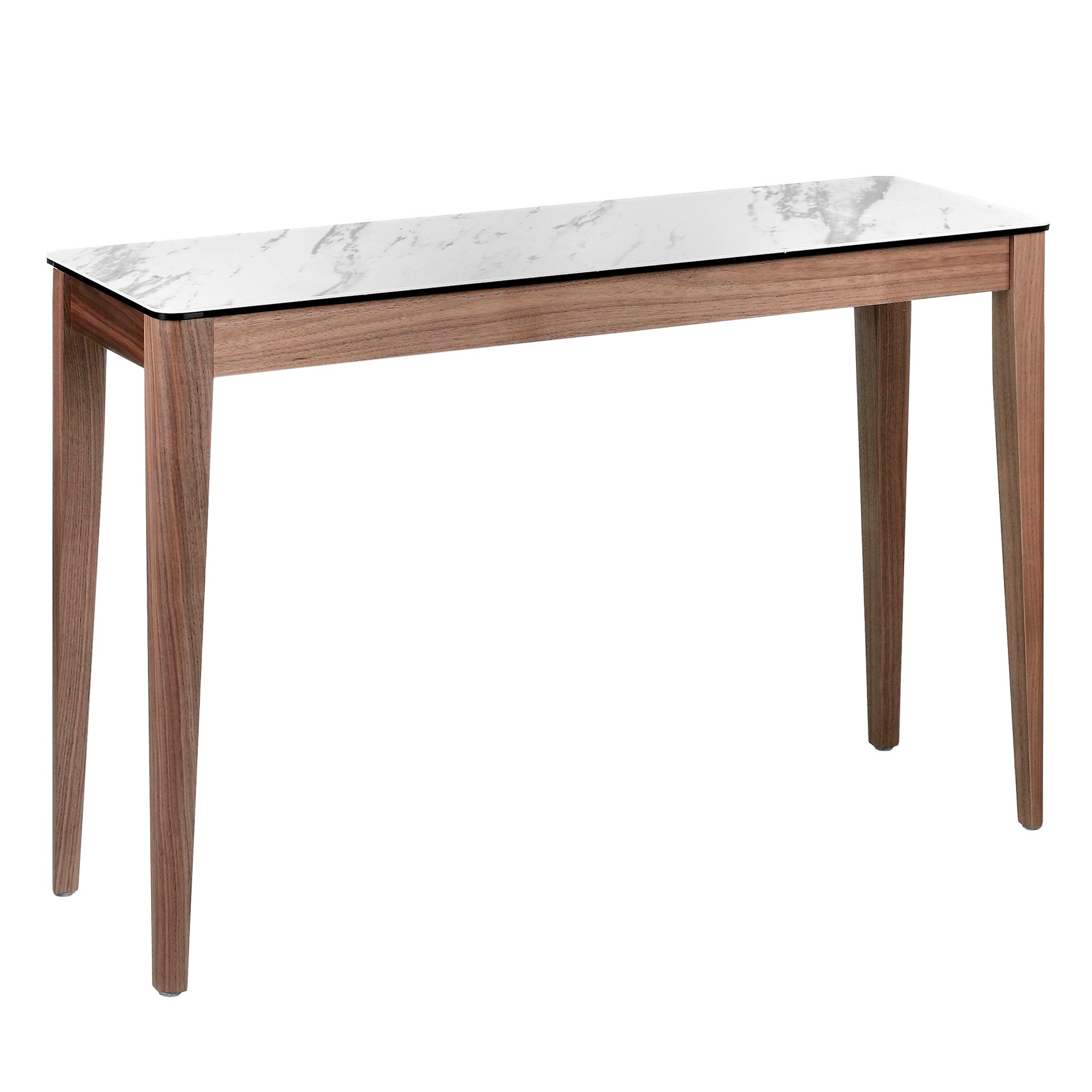 Porcelain marble and walnut rectangular console table