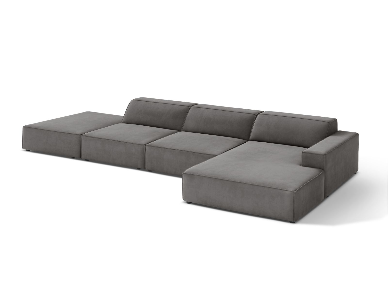 Velvet Modular Right Corner Sofa, "Jodie", 5 Seats, 341x162x77