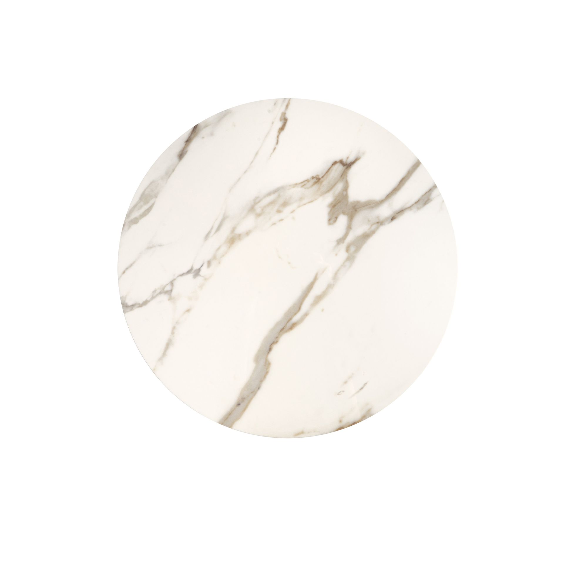 Porcelain marble and walnut round corner table