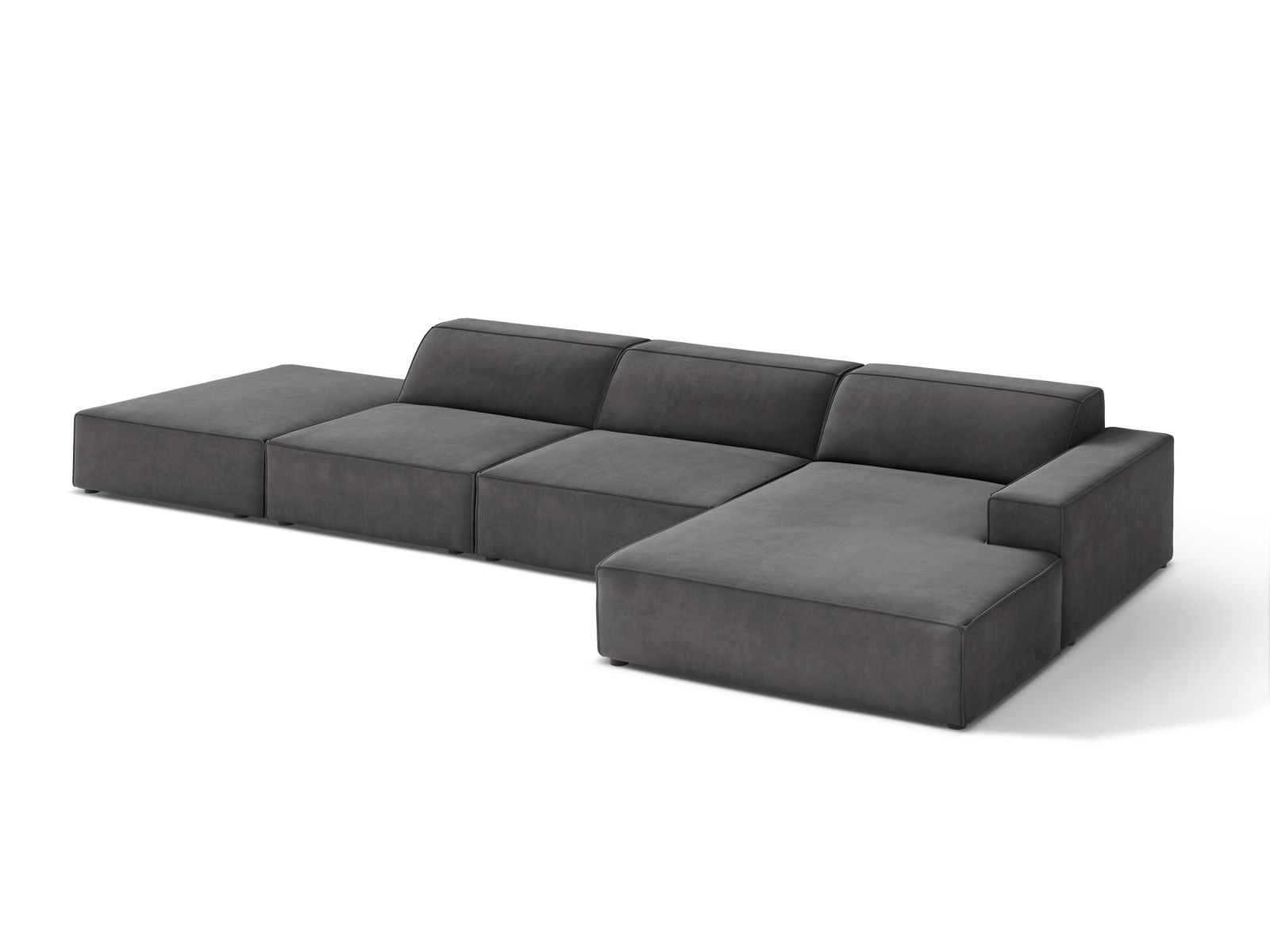 Velvet Modular Right Corner Sofa, "Jodie", 5 Seats, 341x162x77