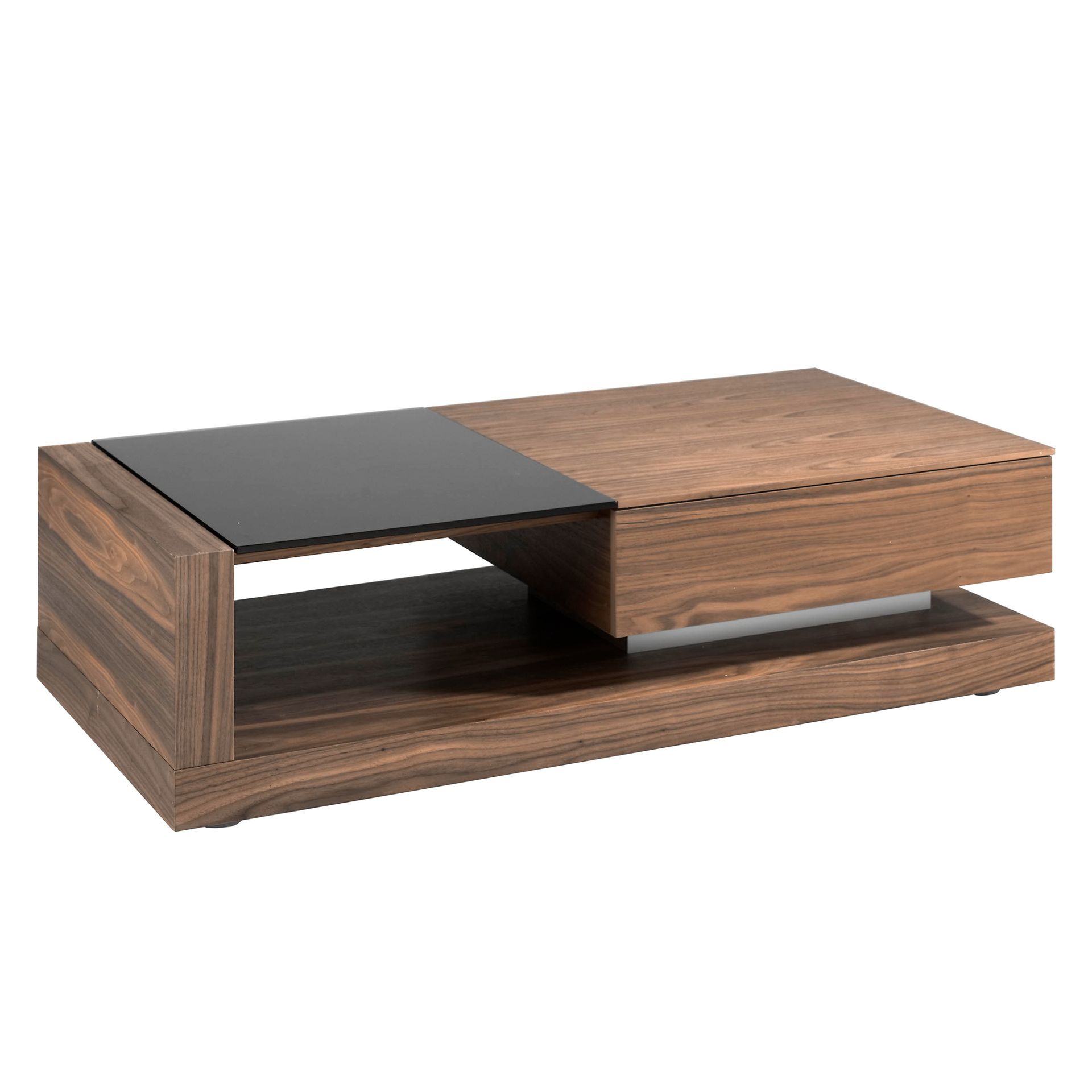 Rectangular coffee table Rectangular coffee table Black and walnut glass
