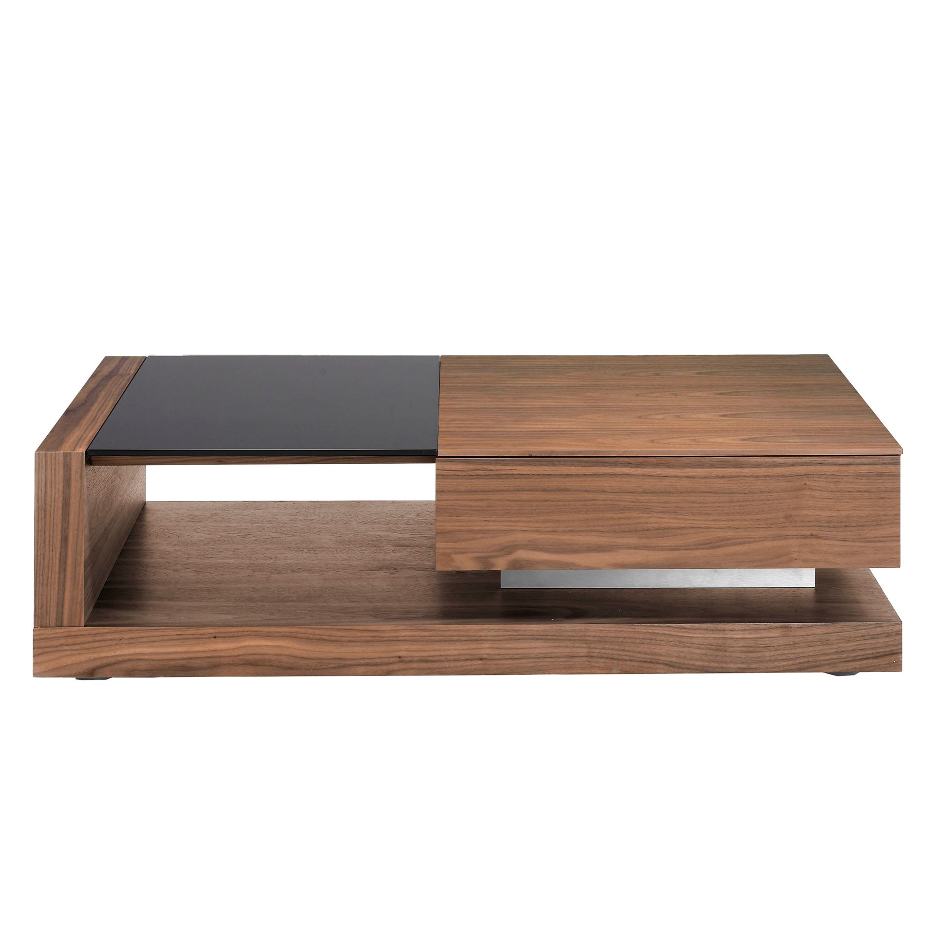 Rectangular coffee table Rectangular coffee table Black and walnut glass