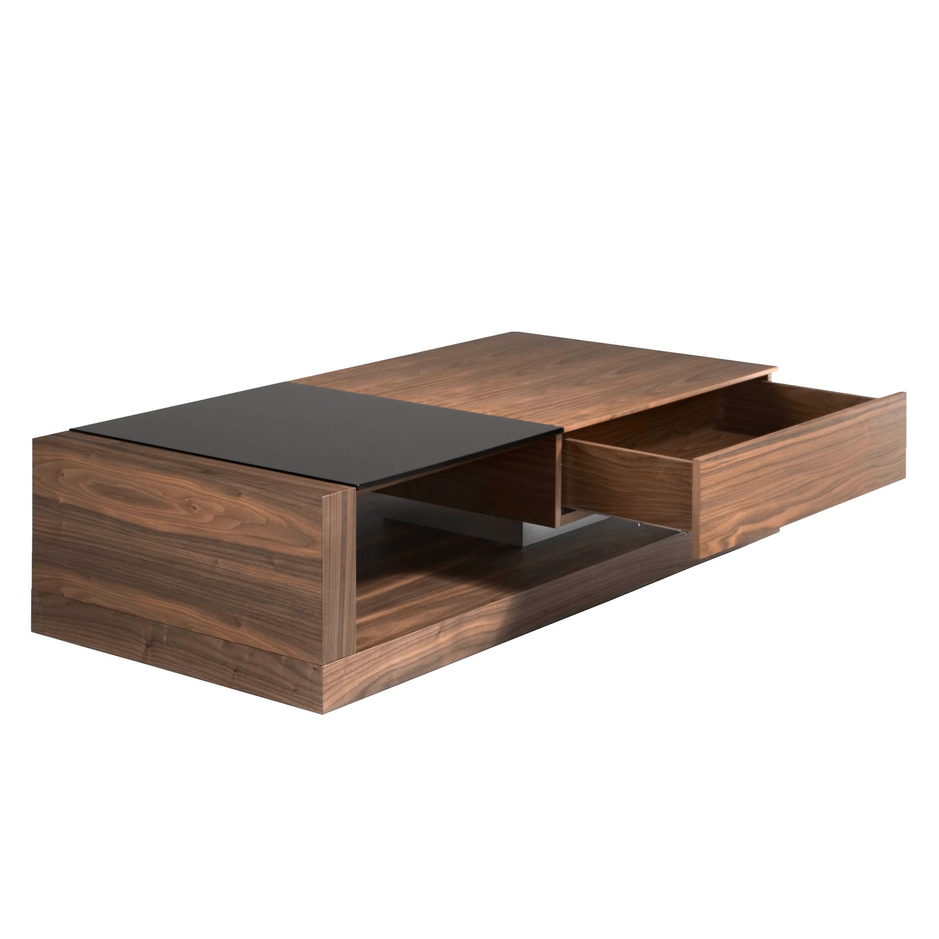 Rectangular coffee table Rectangular coffee table Black and walnut glass