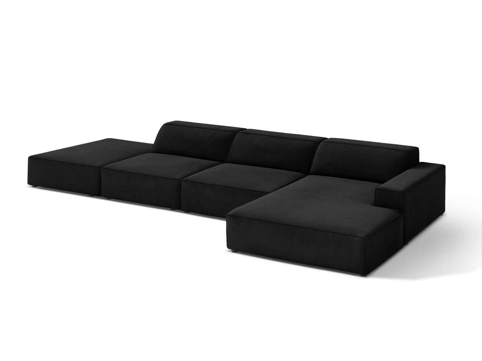 Velvet Modular Right Corner Sofa, "Jodie", 5 Seats, 341x162x77