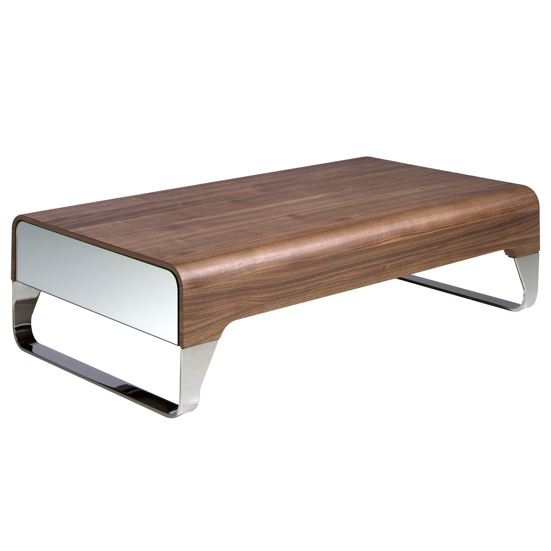 Rectangular coffee table walnut and chrome-plated steel