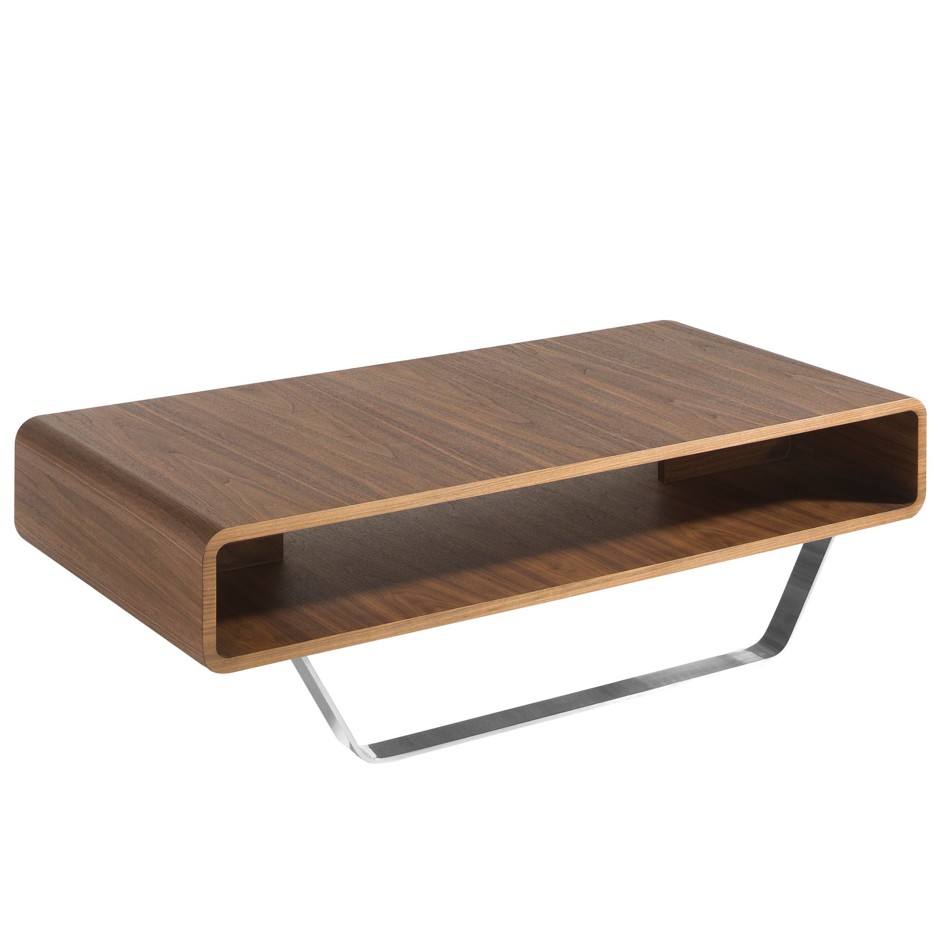 Rectangular coffee table walnut and chrome-plated steel