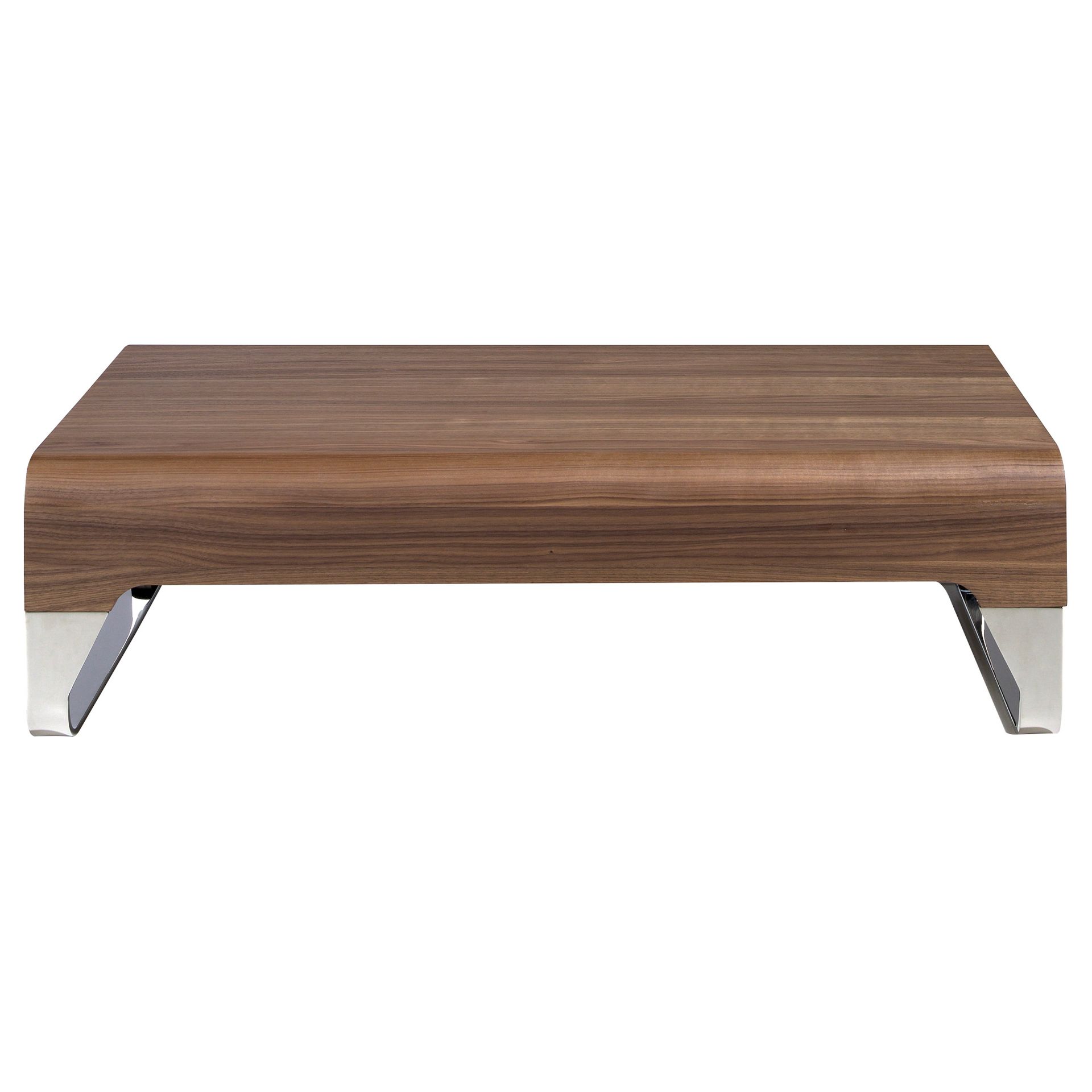 Rectangular coffee table walnut and chrome-plated steel