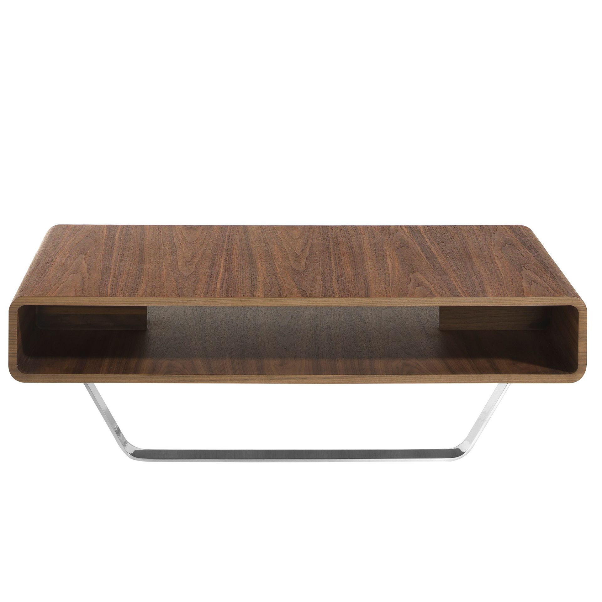 Rectangular coffee table walnut and chrome-plated steel