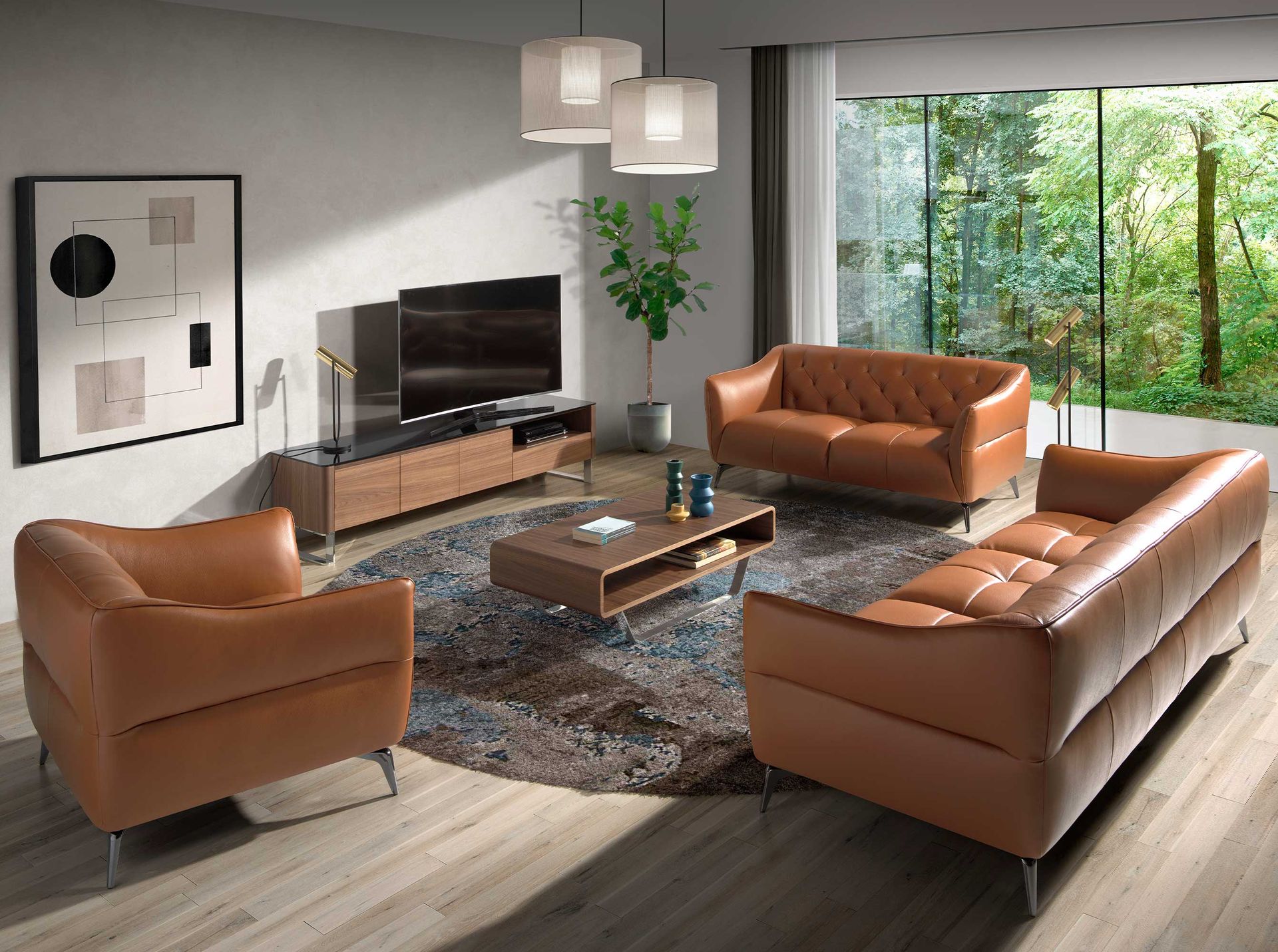 Rectangular coffee table walnut and chrome-plated steel