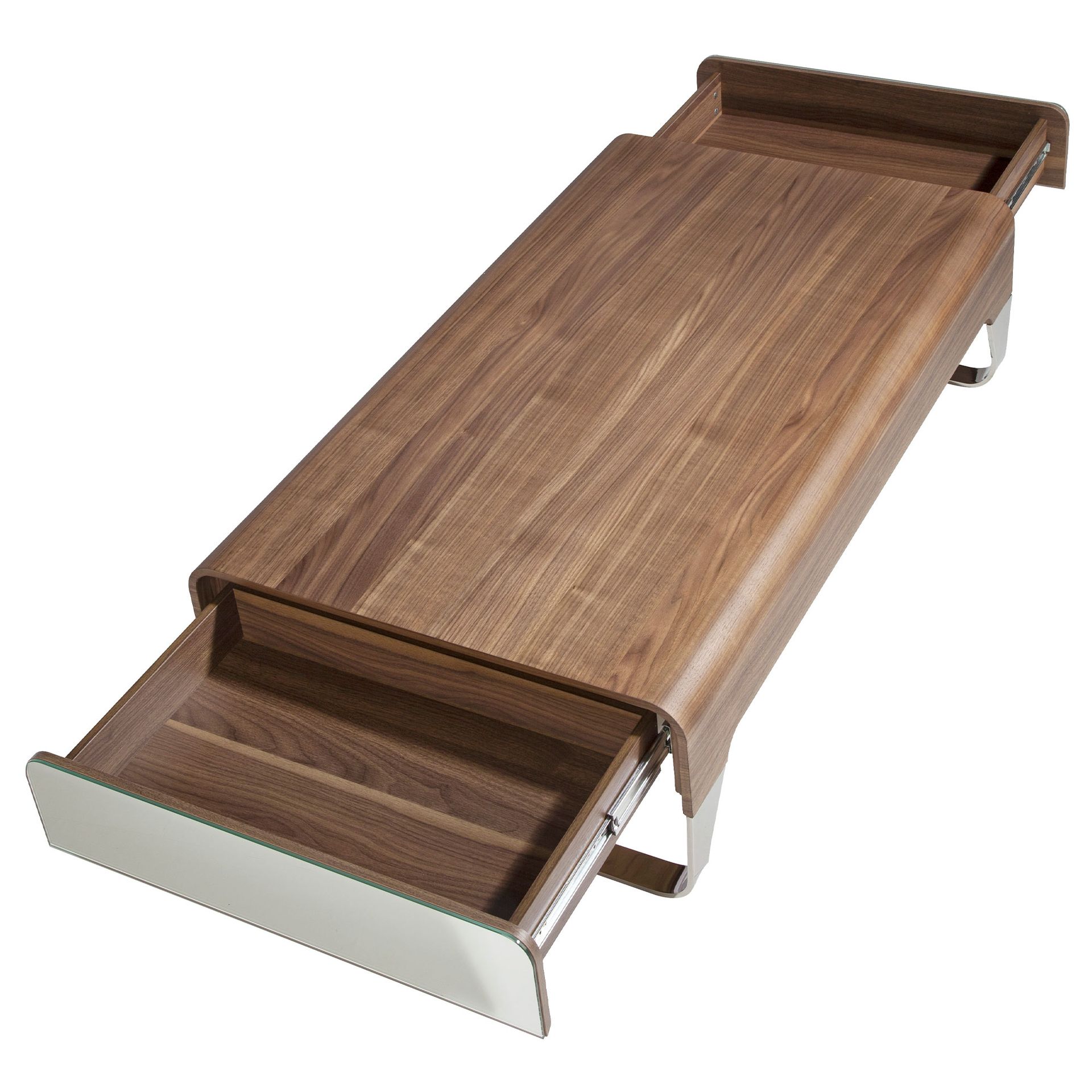 Rectangular coffee table walnut and chrome-plated steel