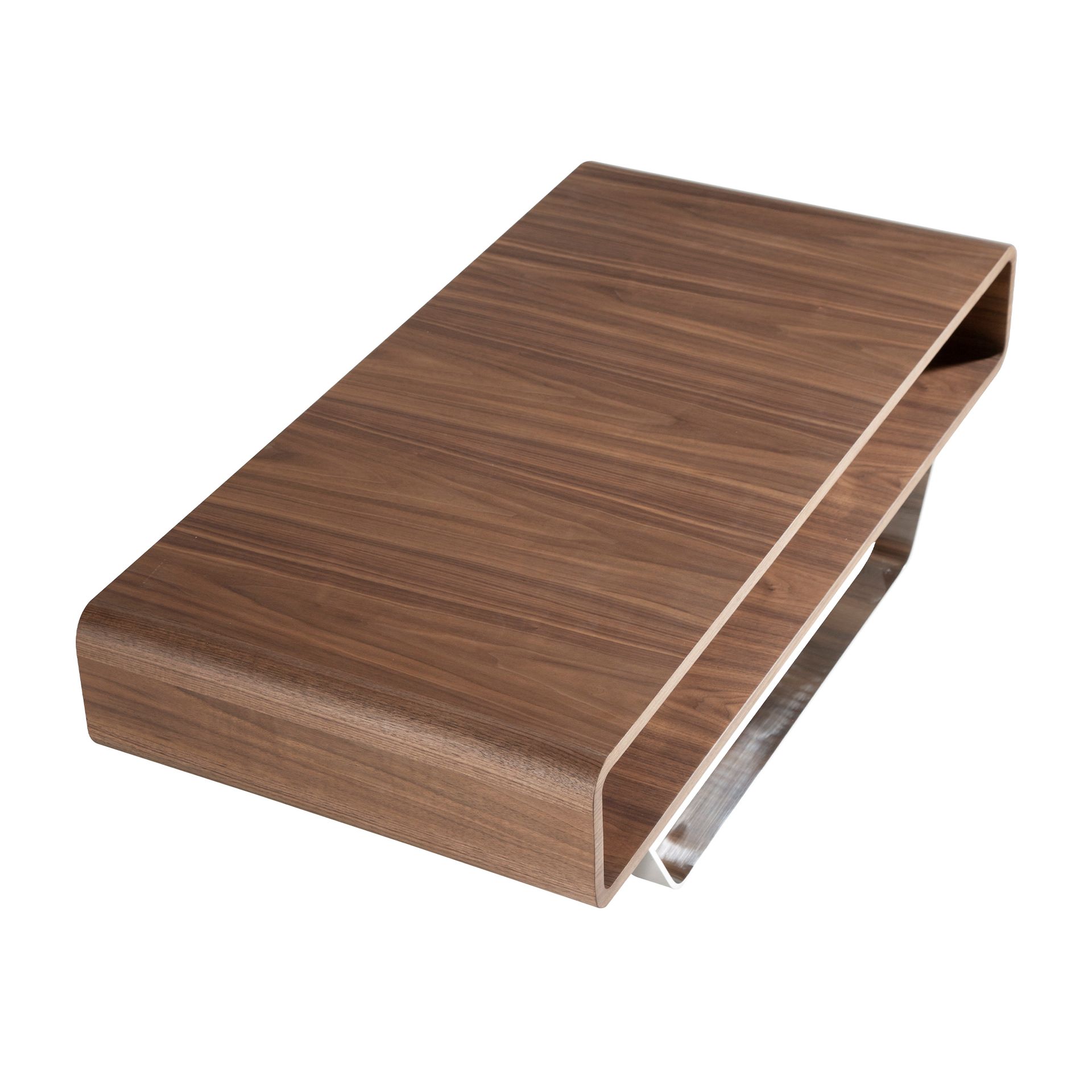 Rectangular coffee table walnut and chrome-plated steel