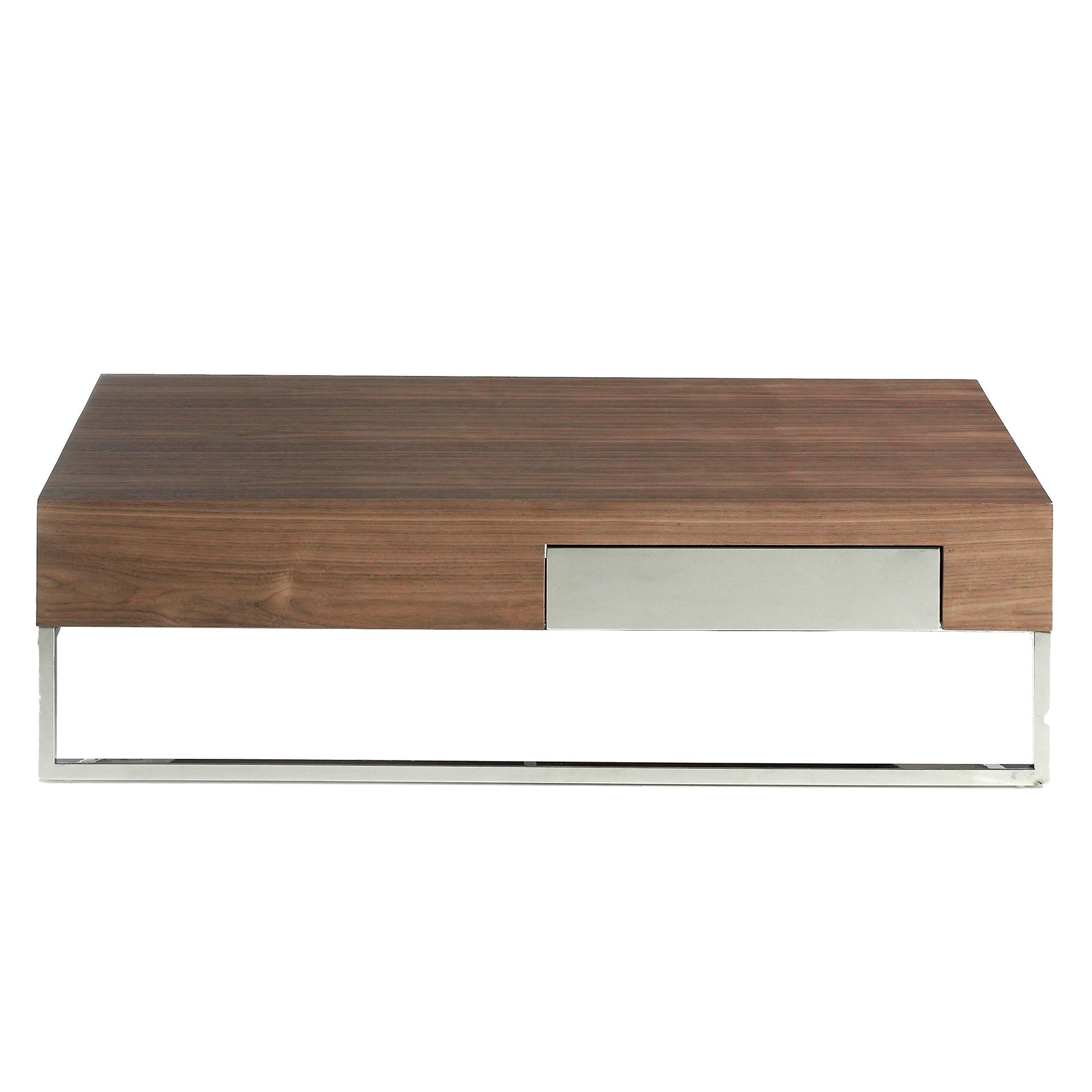 Rectangular coffee table walnut and chrome-plated steel