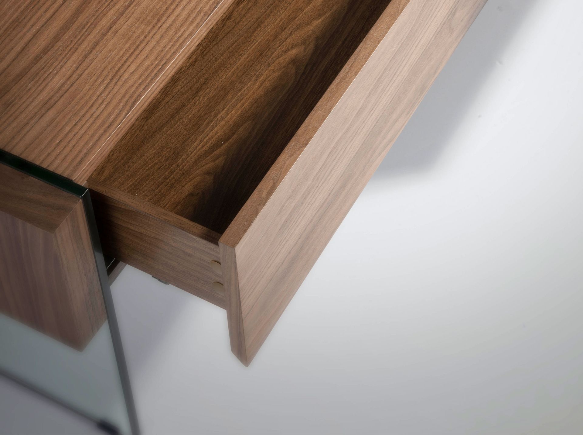 Rectangular coffee table walnut and tempered glass