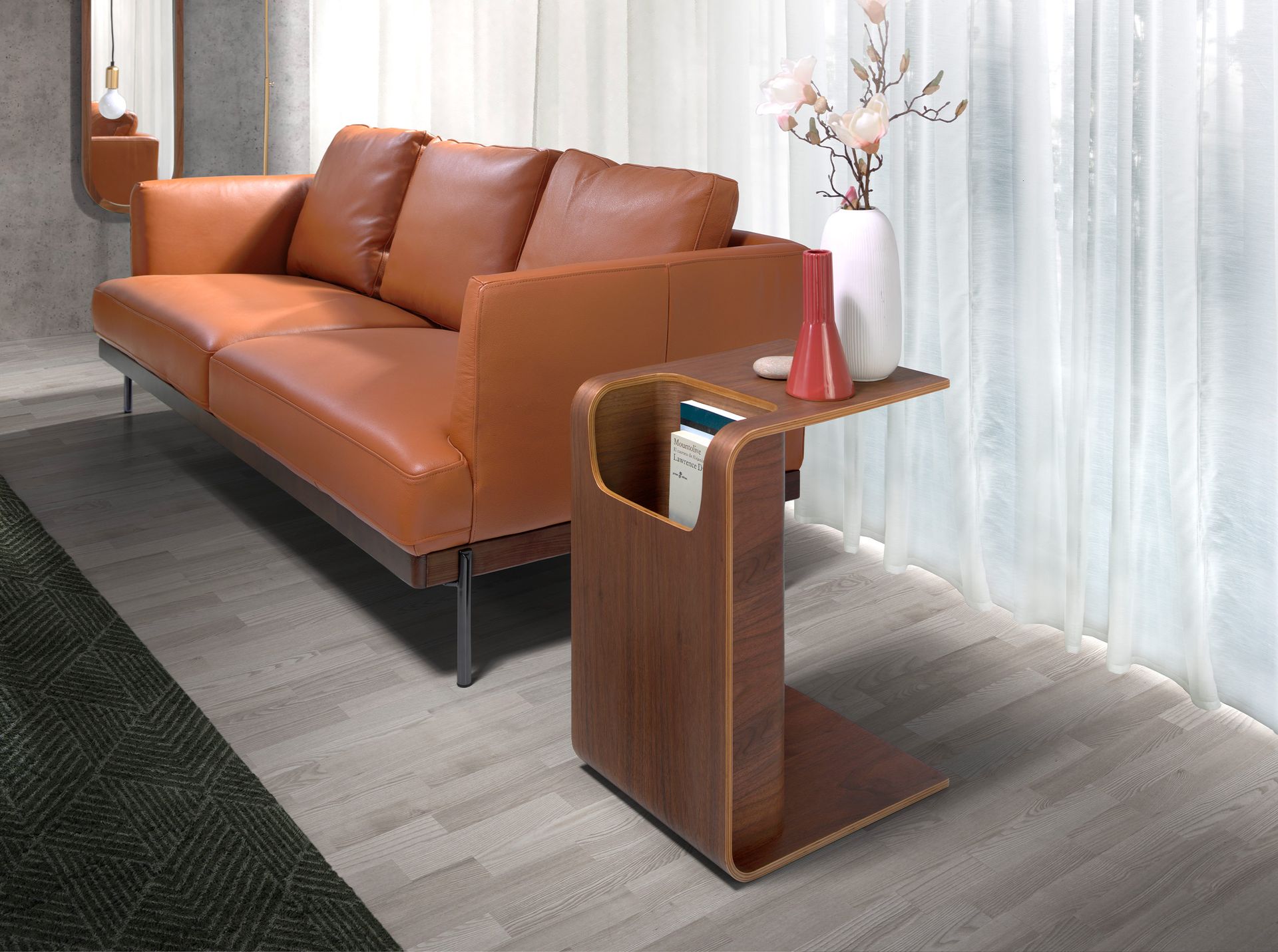 Rectangular corner table walnut