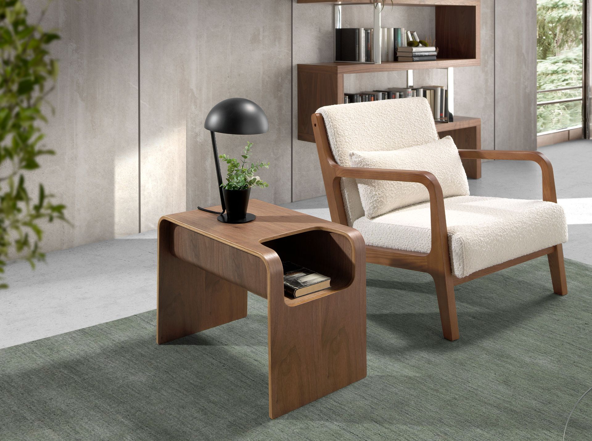 Rectangular corner table walnut