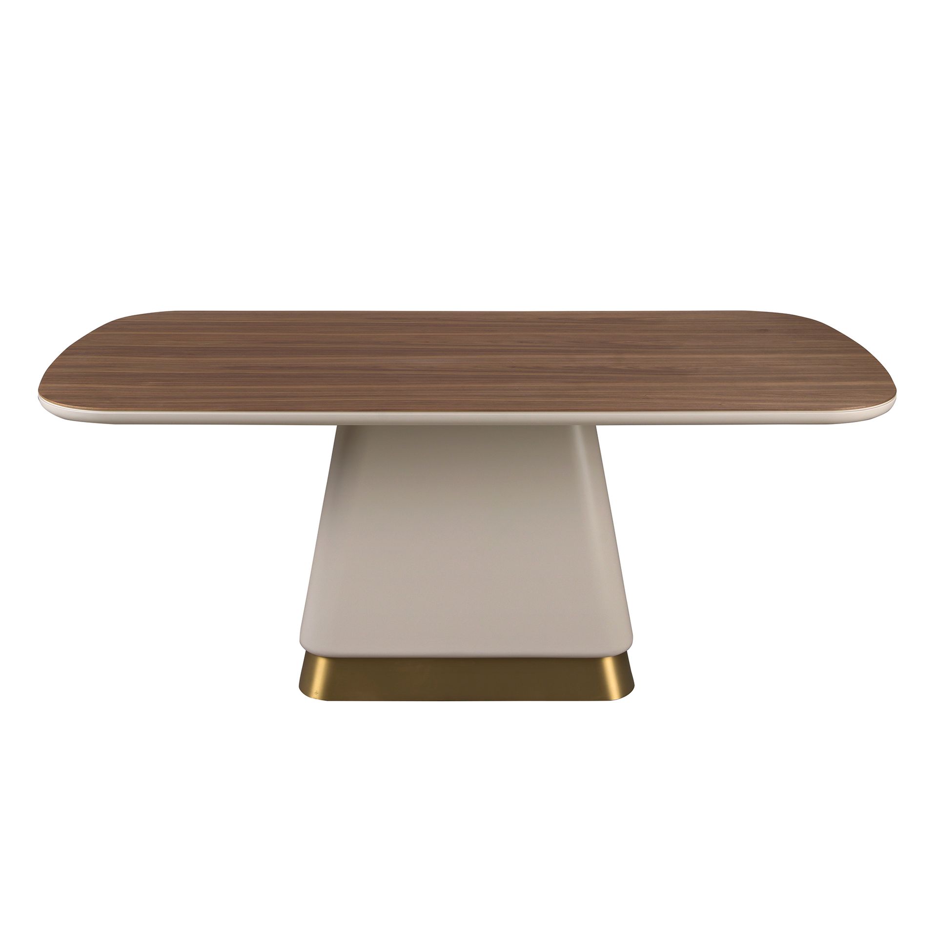 Rectangular dining table in walnut and beige wood