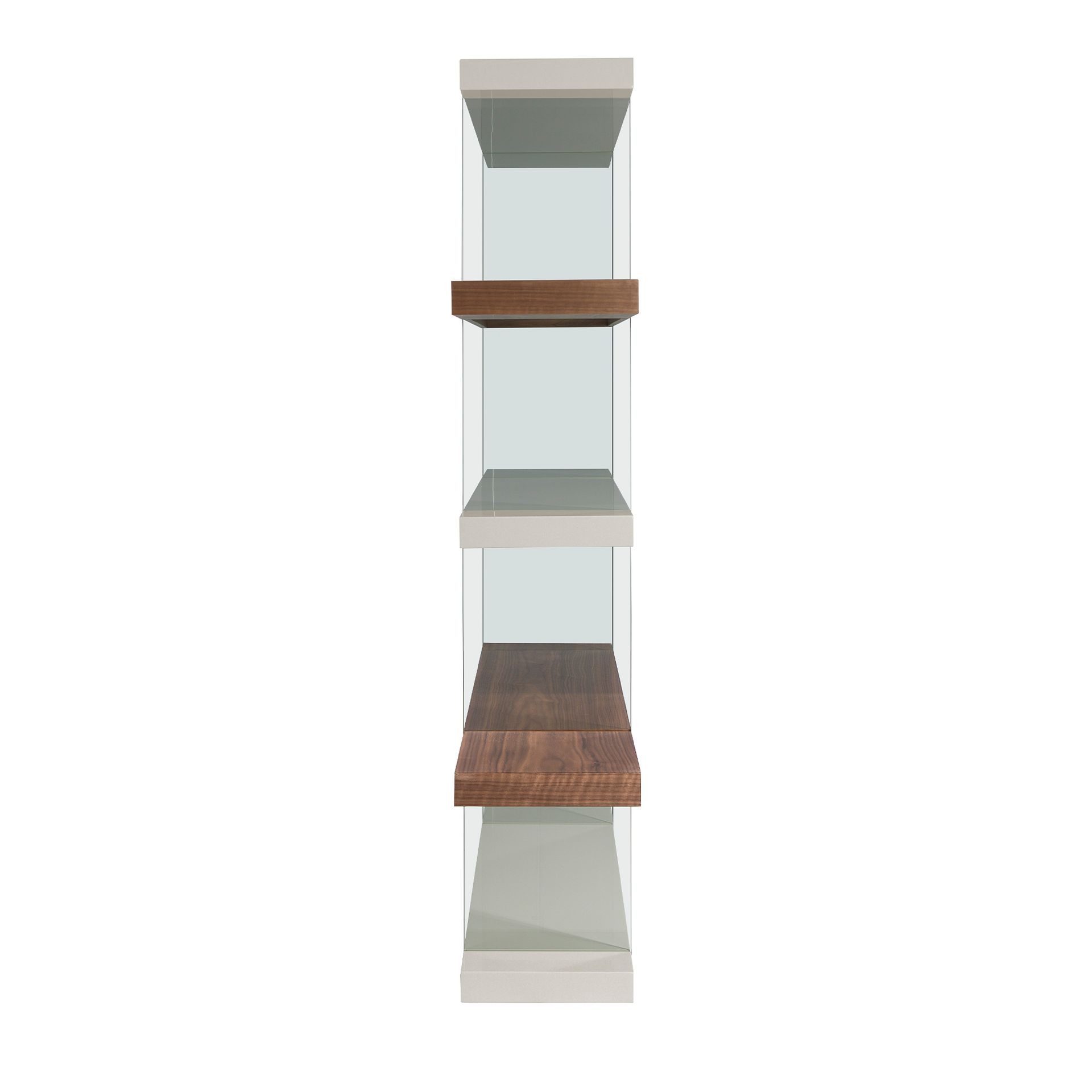 Rectangular walnut and grey wood shelving unit