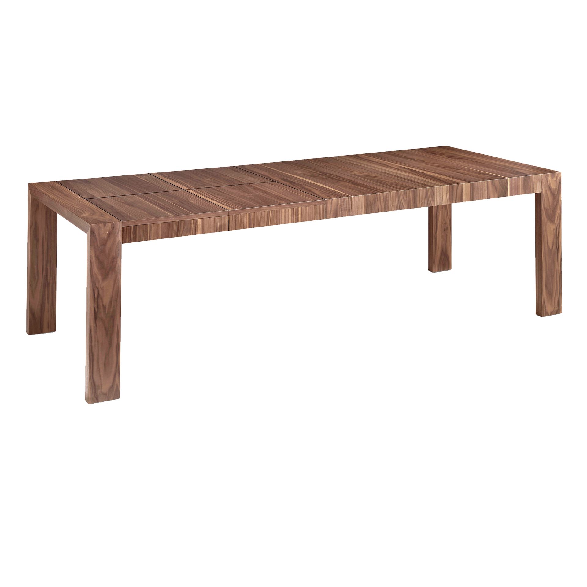 Rectangular walnut extending dining table