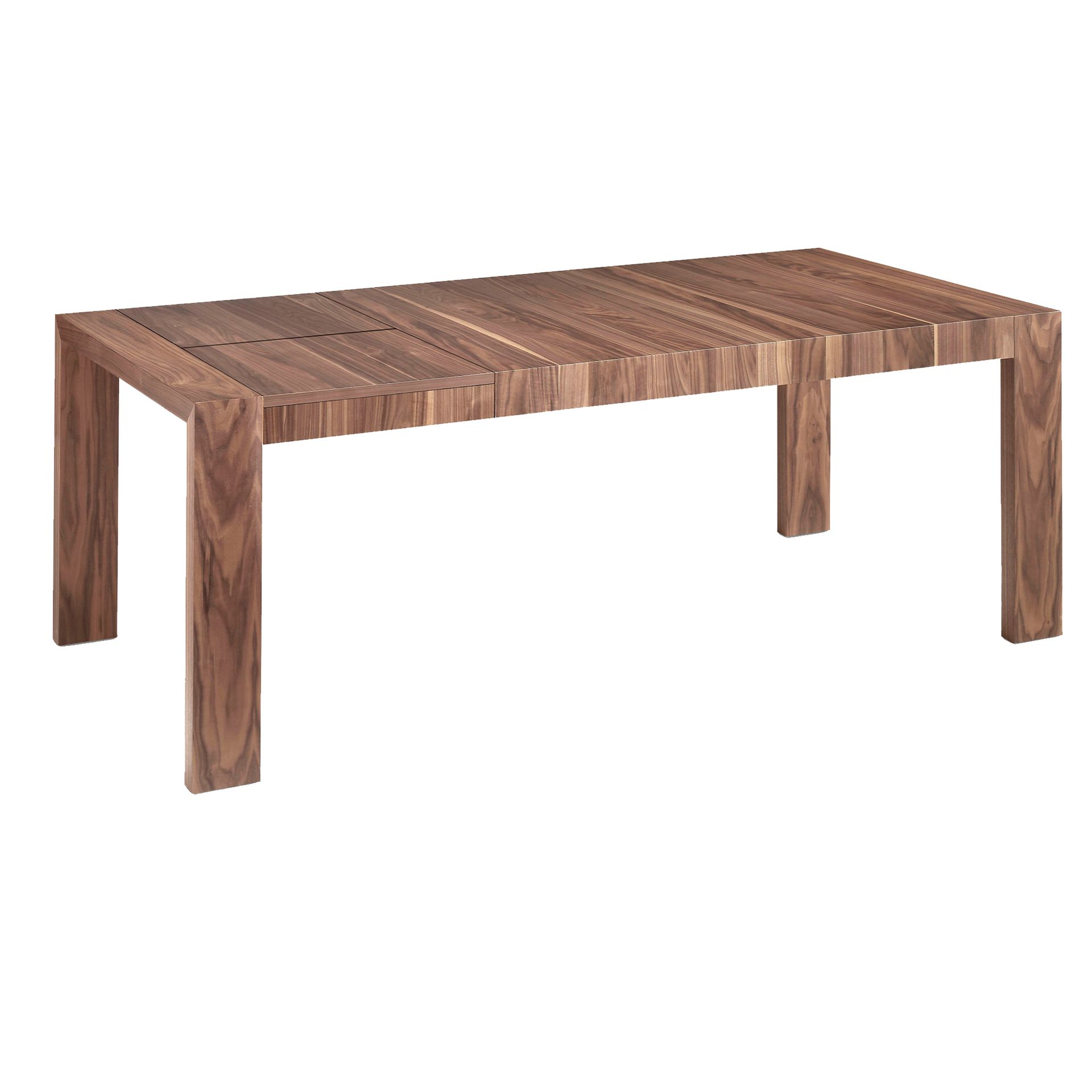 Rectangular walnut extending dining table