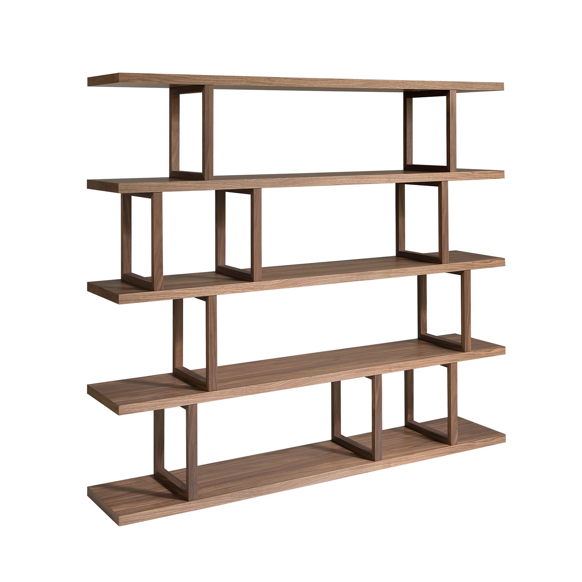 Rectangular walnut shelving unit