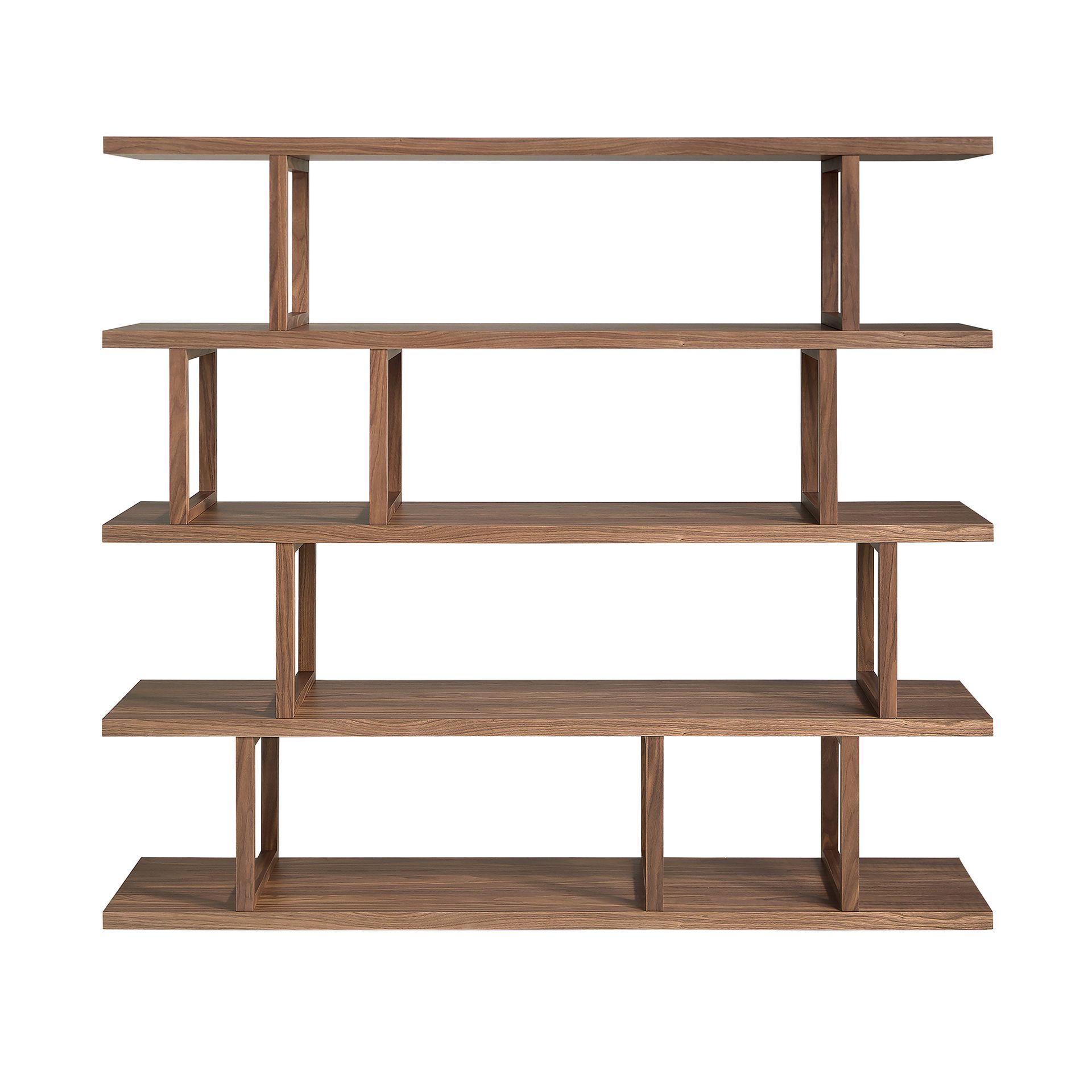 Rectangular walnut shelving unit
