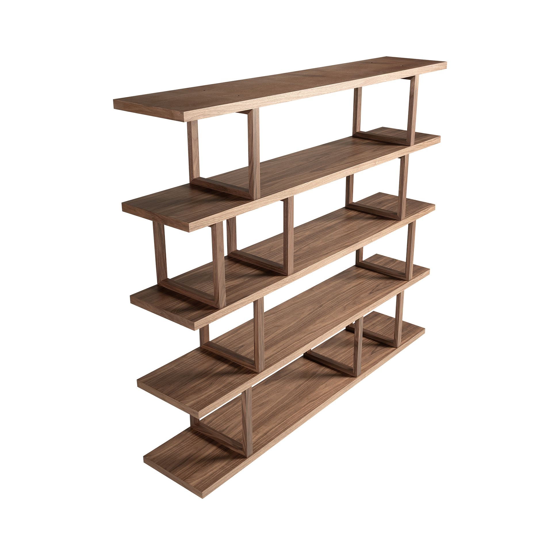 Rectangular walnut shelving unit